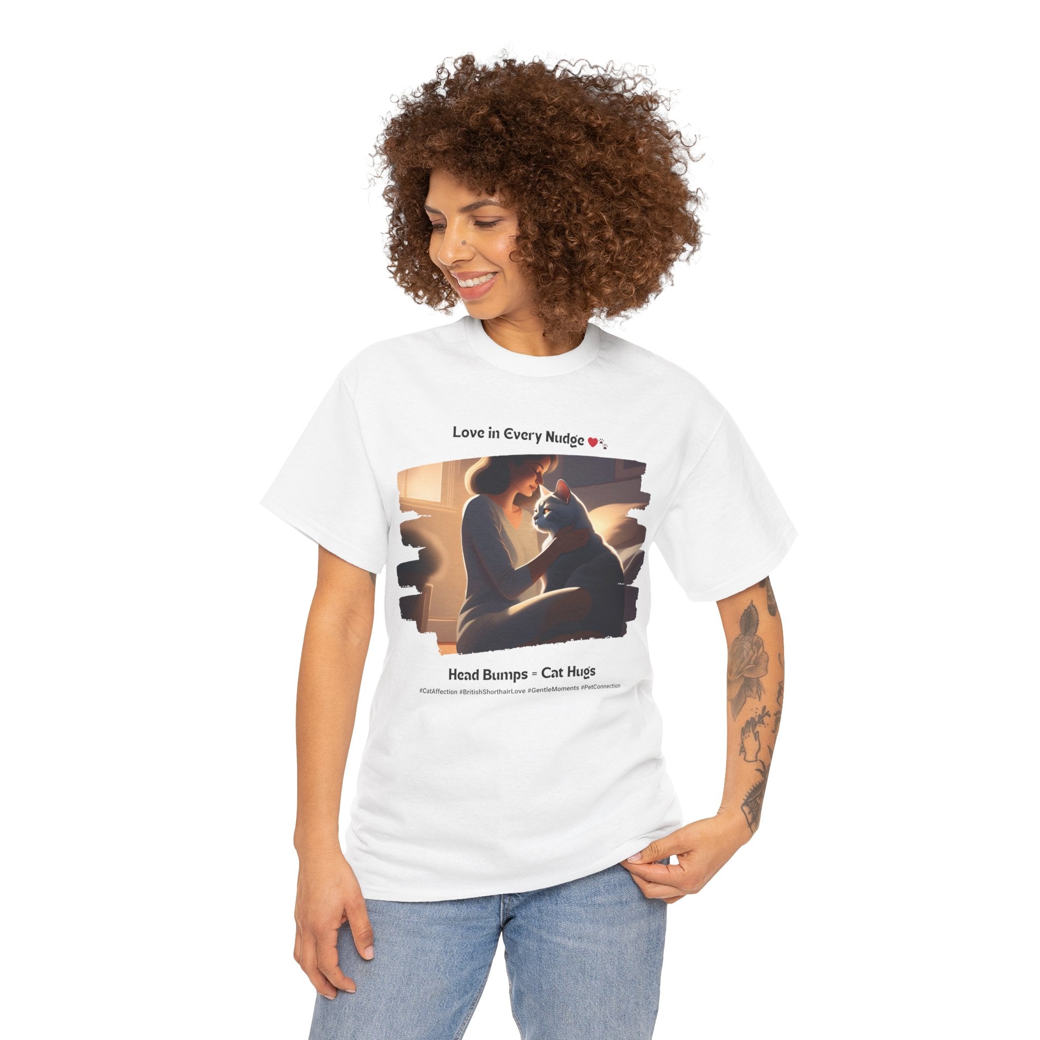 Women’s “Head Bumps = Cat Hugs” British Shorthair T‑Shirt – Affectionate Kitty Mom Gift