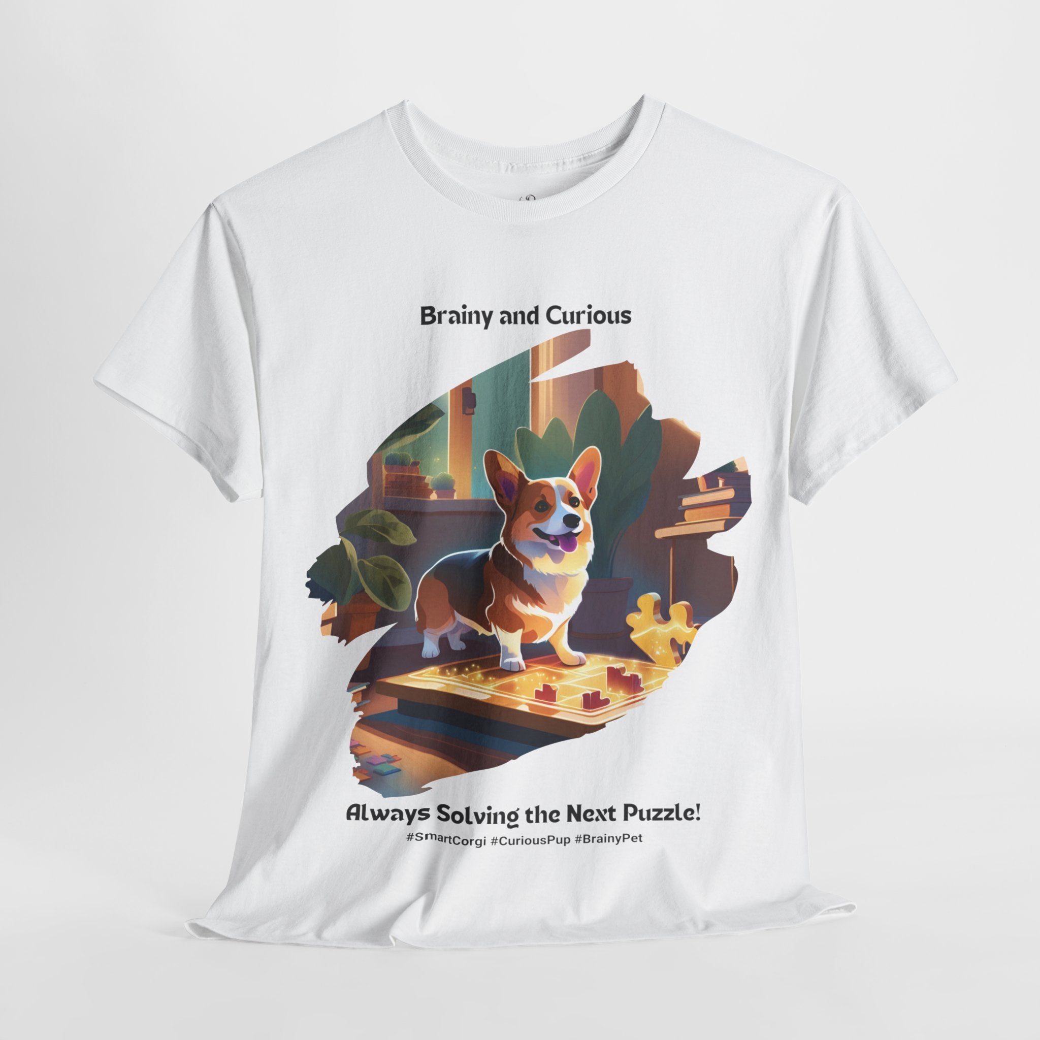 Unisex - Brainy and Curious: Corgi Puzzle Master T-Shirt