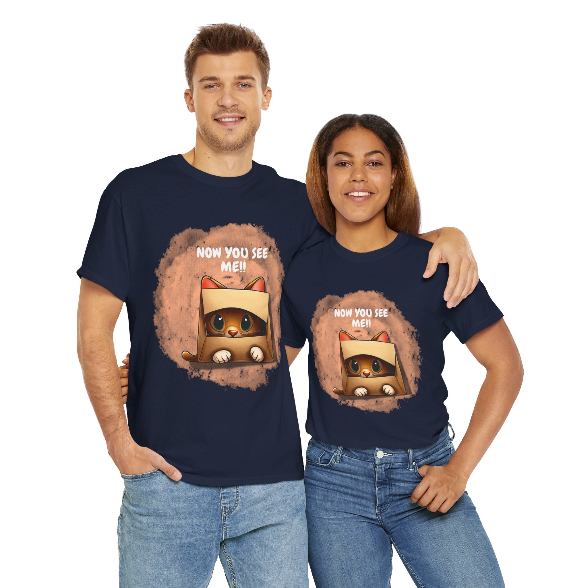 Unisex “Peek-a-Boo Kitty” T-Shirt – Sneaky Whiskers, Cat Lover Gift