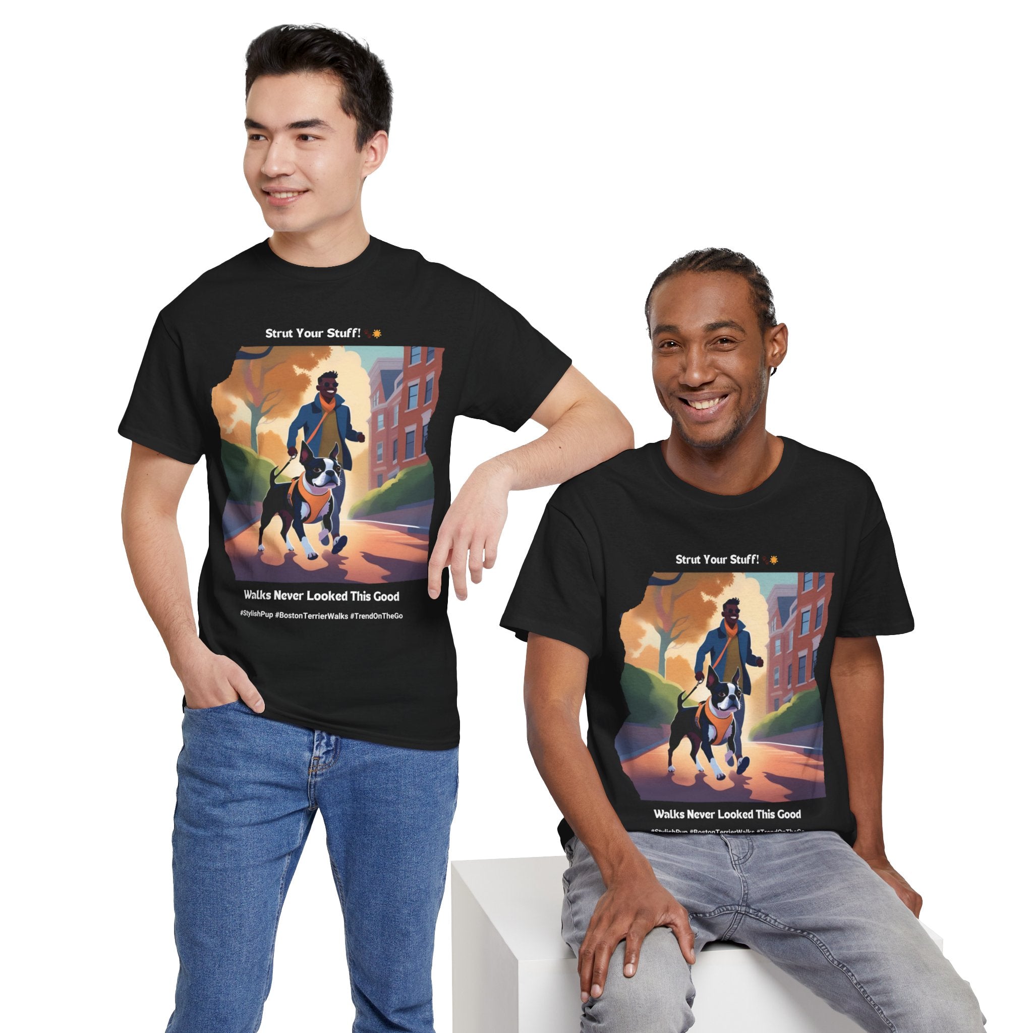 Men's - Stylish Pup: Boston Terrier Fashion T-Shirt