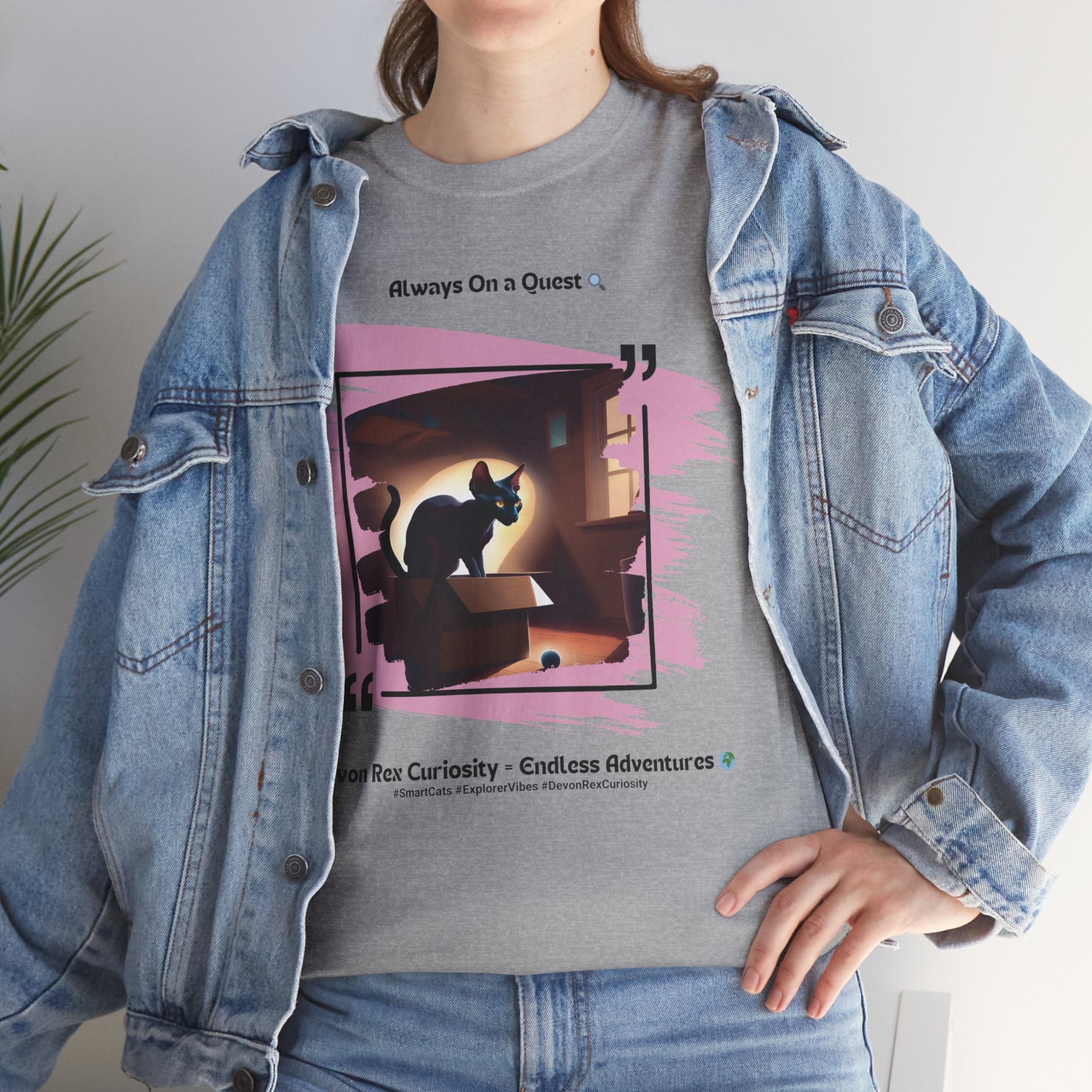 Unisex “Always On a Quest” Devon Rex T‑Shirt – Curious Kitty Gift