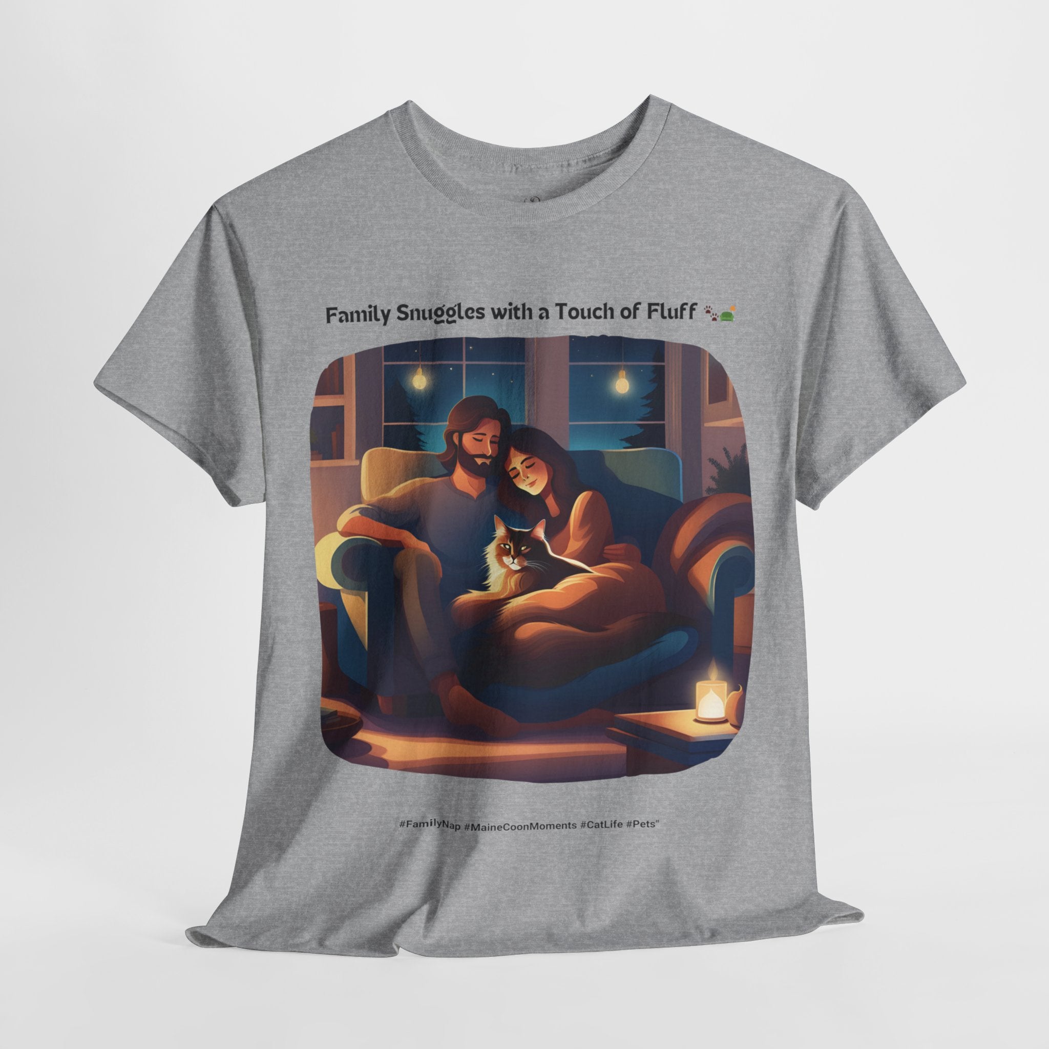Unisex “Family Snuggles with a Touch of Fluff” Maine Coon T‑Shirt – Family Cuddle Cat Gift