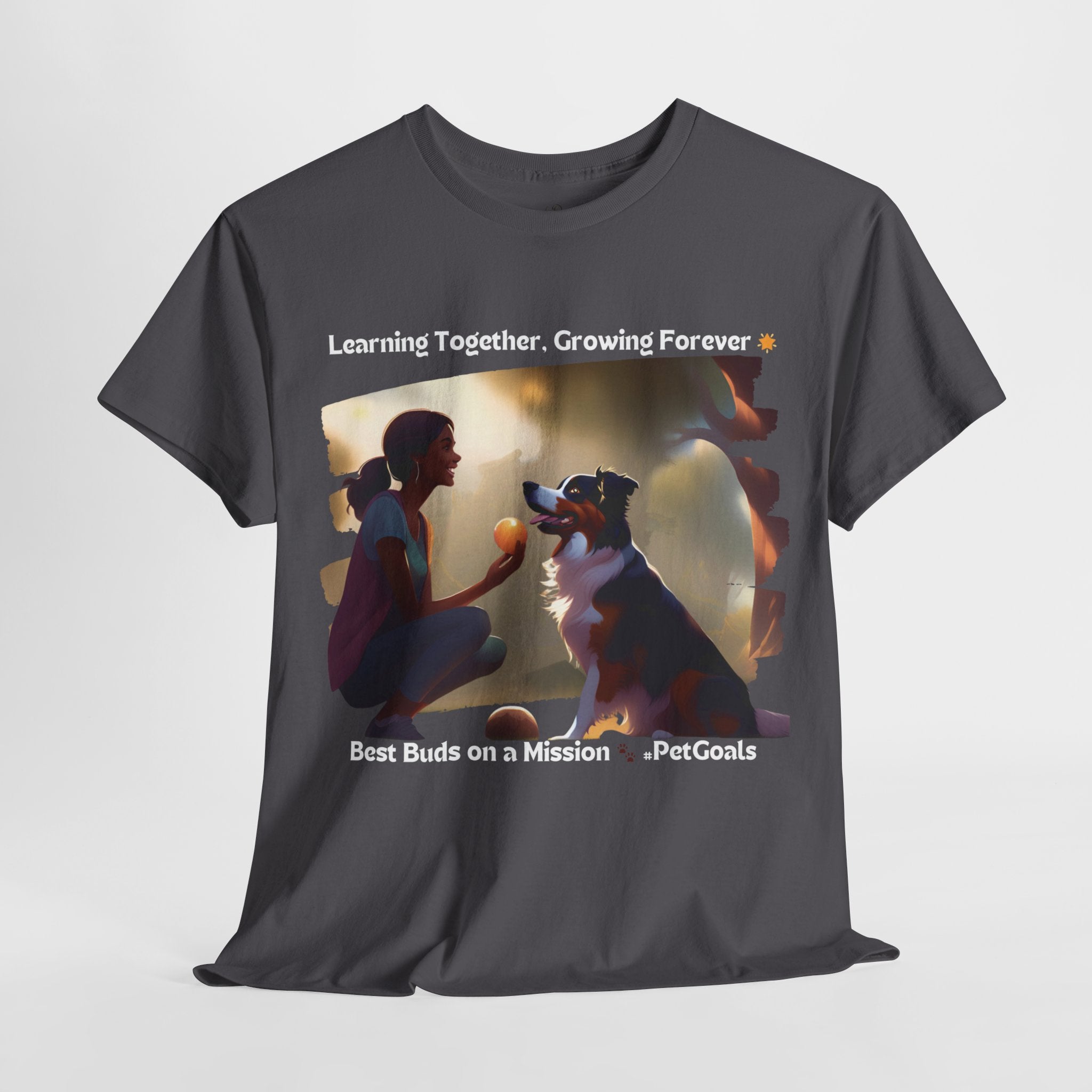 Women’s “Learning Together, Growing Forever” Australian Shepherd T‑Shirt – Journey Pup Mom Gift