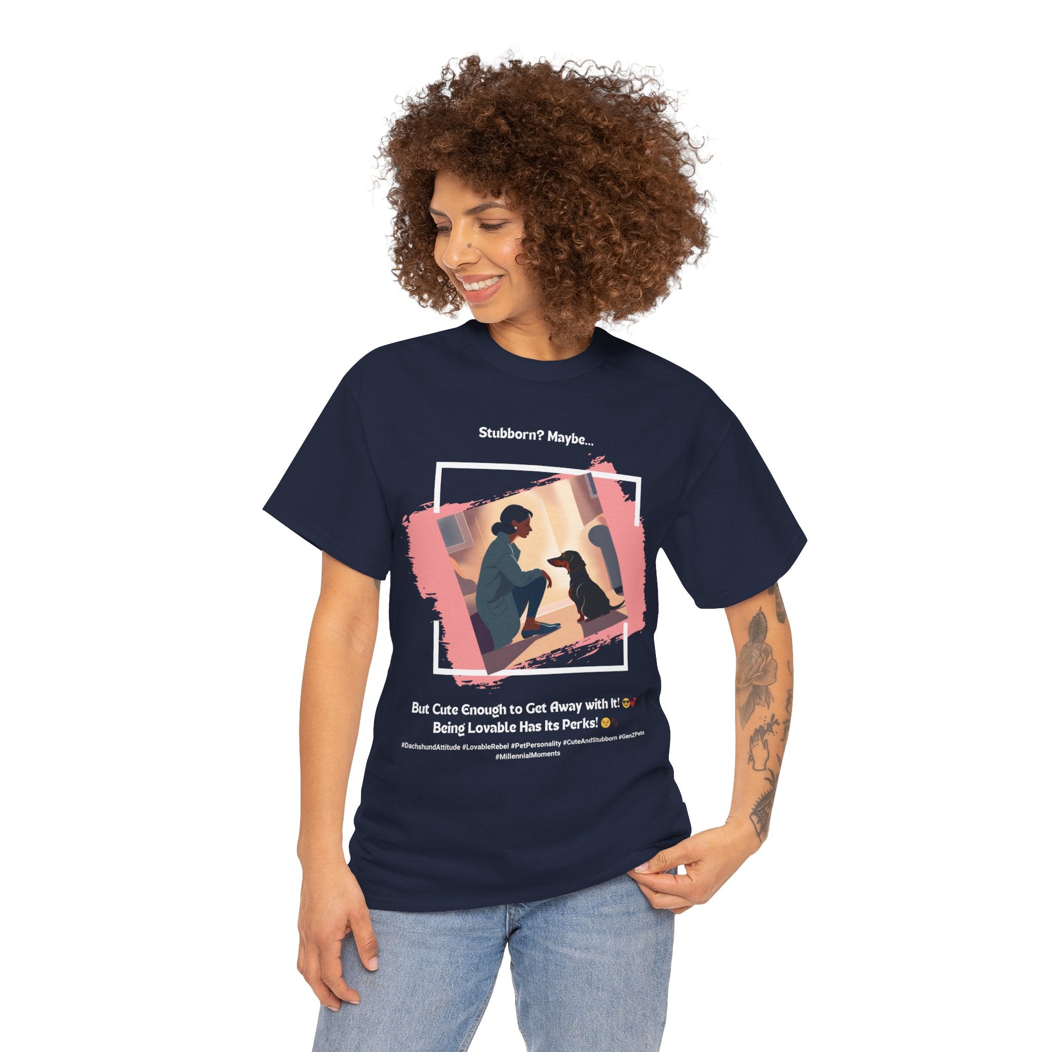 Women's - Stubborn? Maybe... But Cute Enough: Dachshund Charm T-Shirt