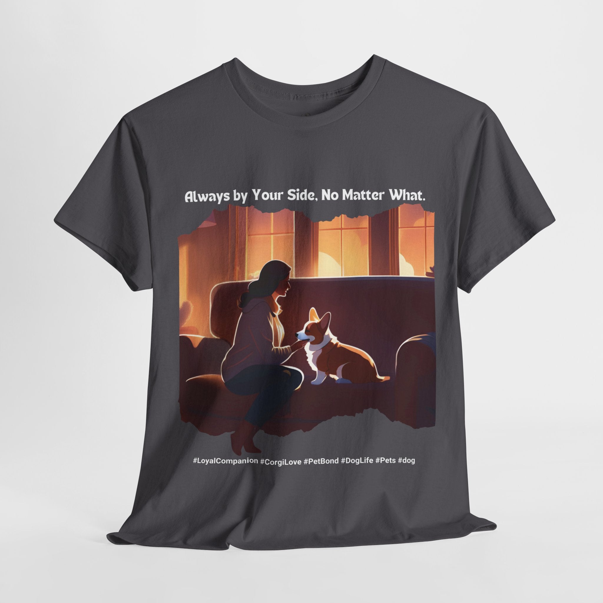Women’s “Always by Your Side” Corgi T‑Shirt – Loving Pup Mom Gift