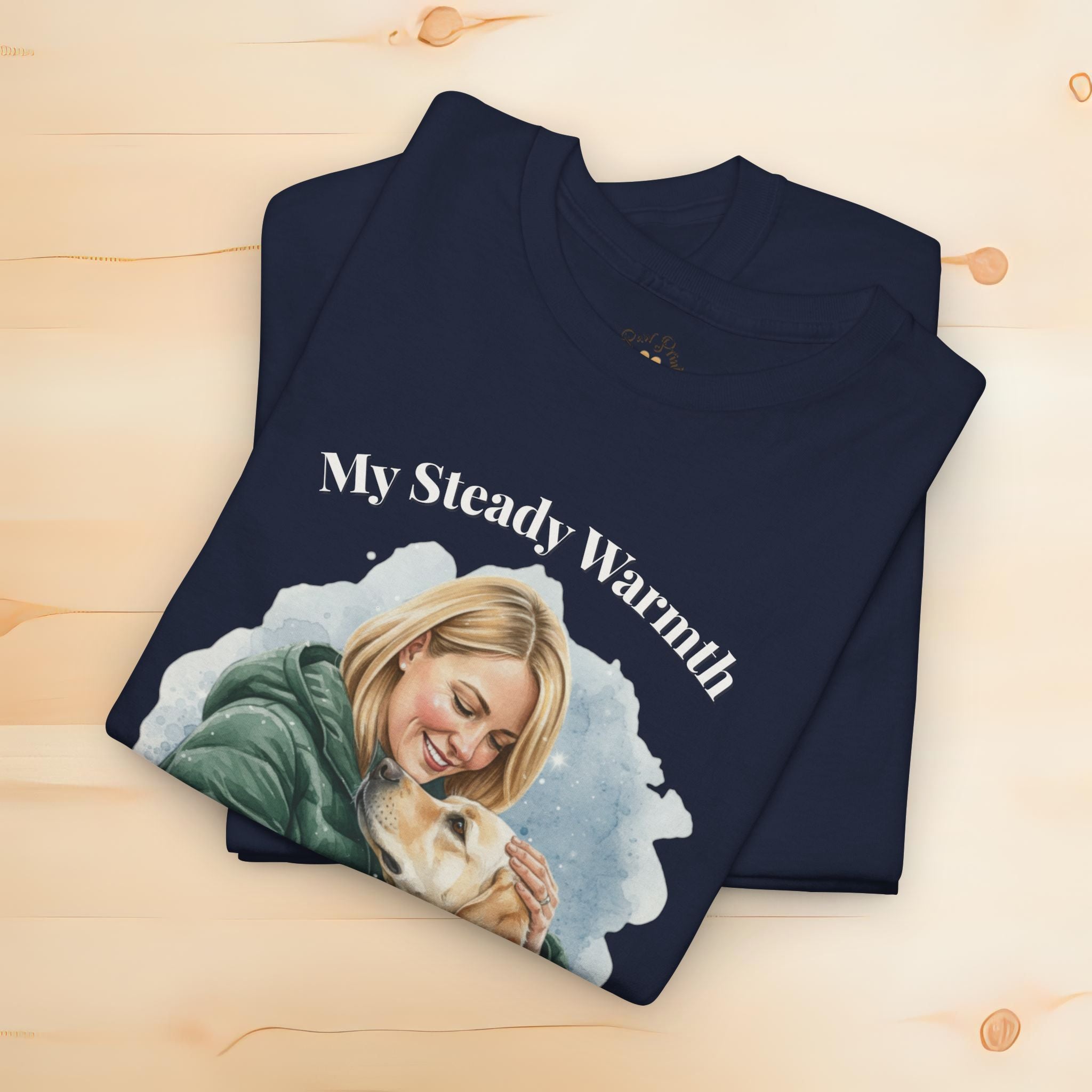 Unisex Personalized T-Shirt – My Steady Warmth: Custom Labrador Watercolor Winter Portrait