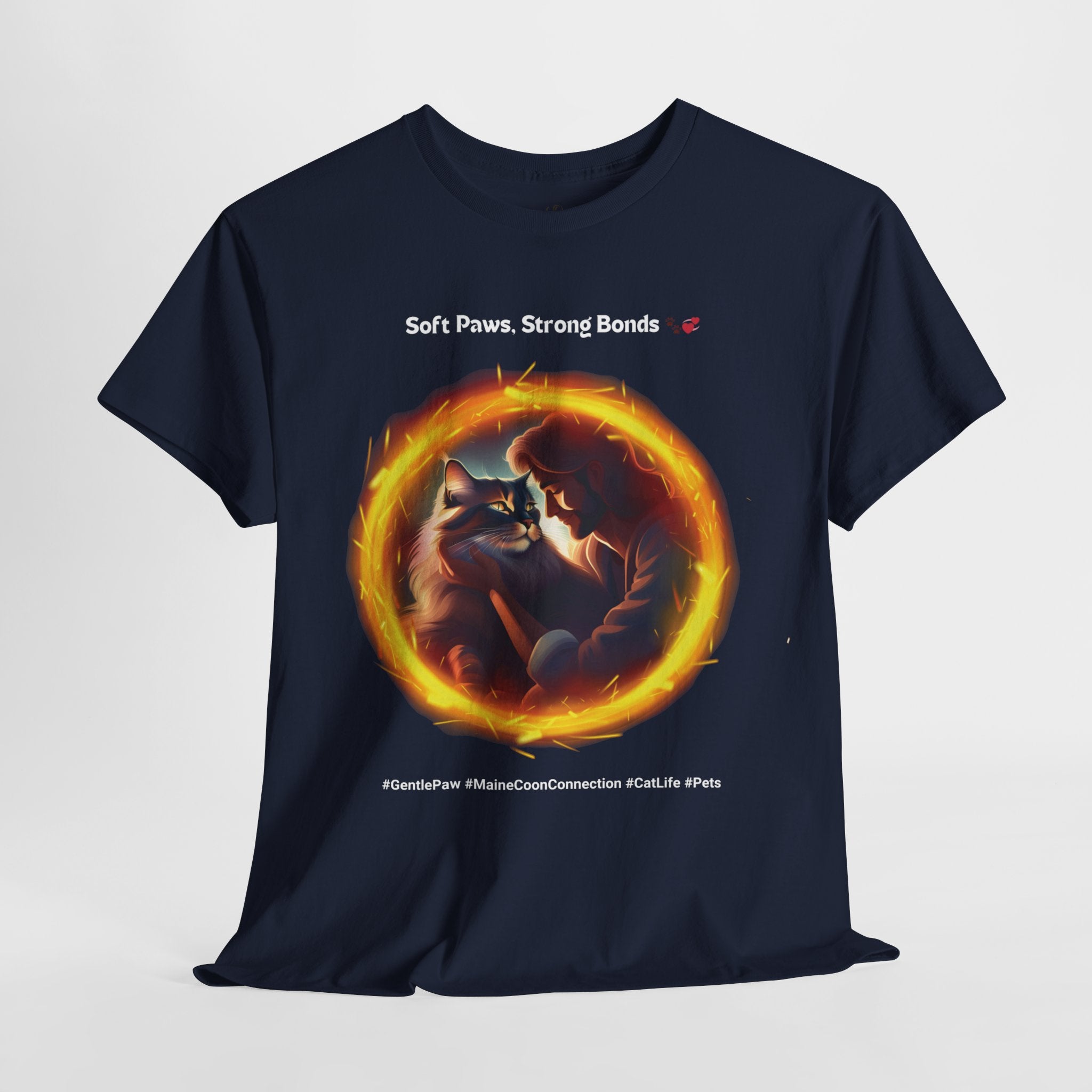 Men’s “Soft Paws, Strong Bonds” Maine Coon T‑Shirt – Gentle Giant Dad Gift