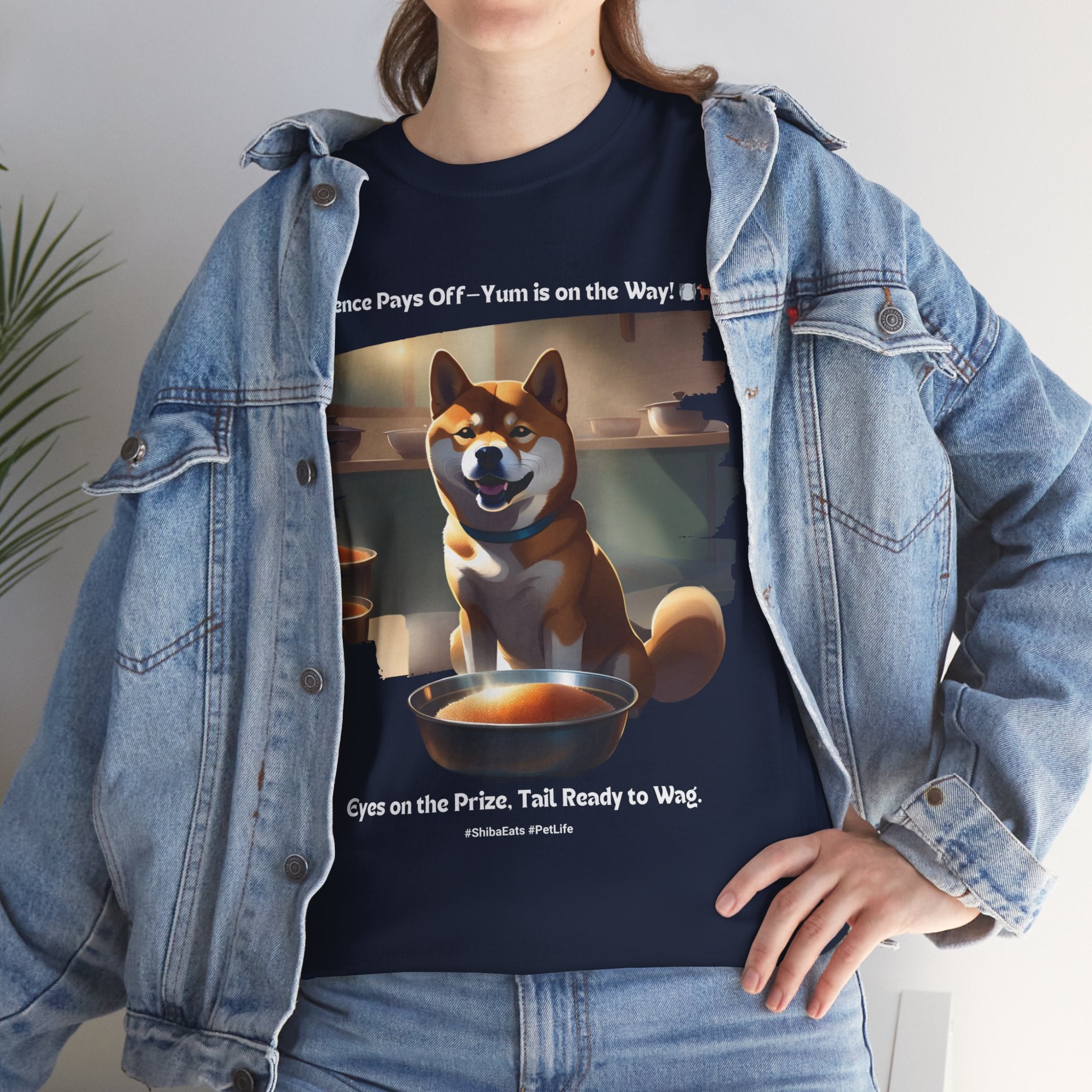 Unisex “Patience Pays Off: Shiba Inu Treats” T‑Shirt – Good Pup Reward Gift