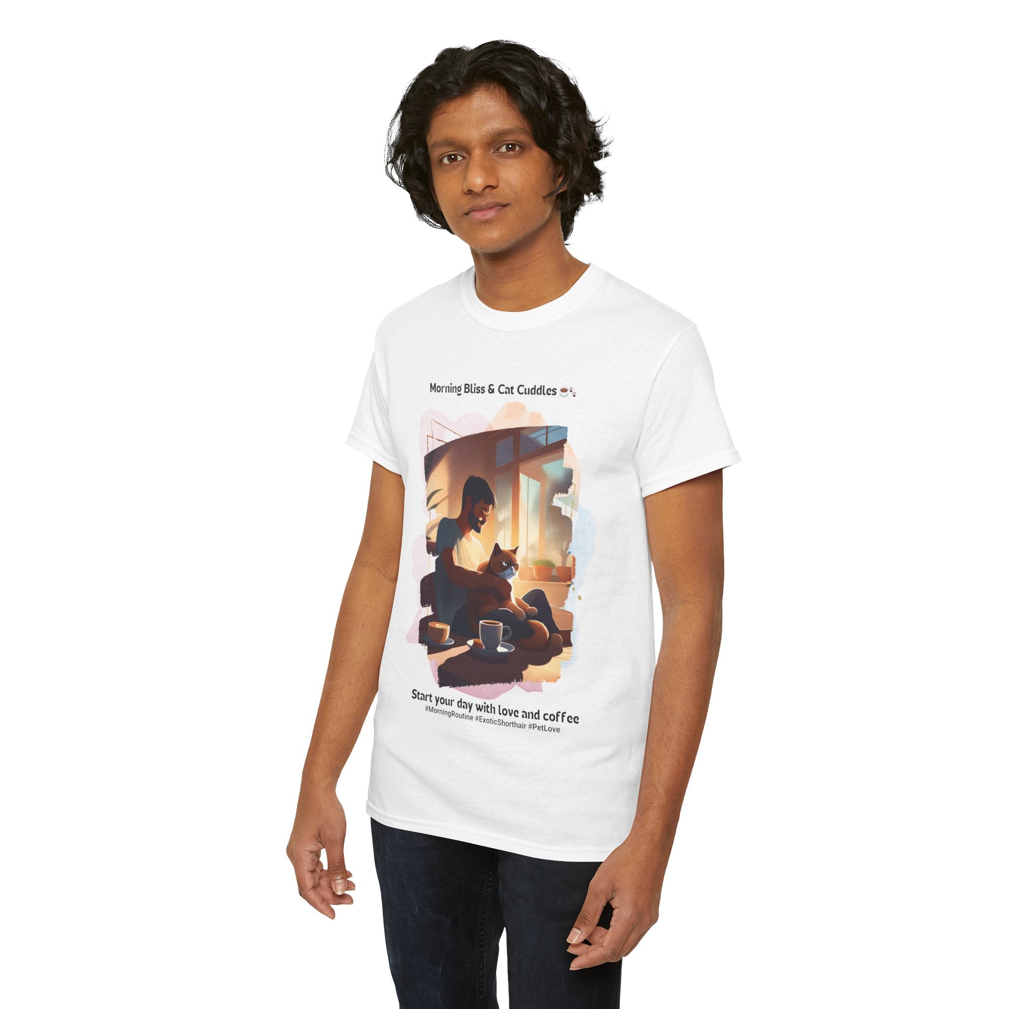 Men's - Morning Bliss & Cat Cuddles: Exotic Shorthair T-Shirt