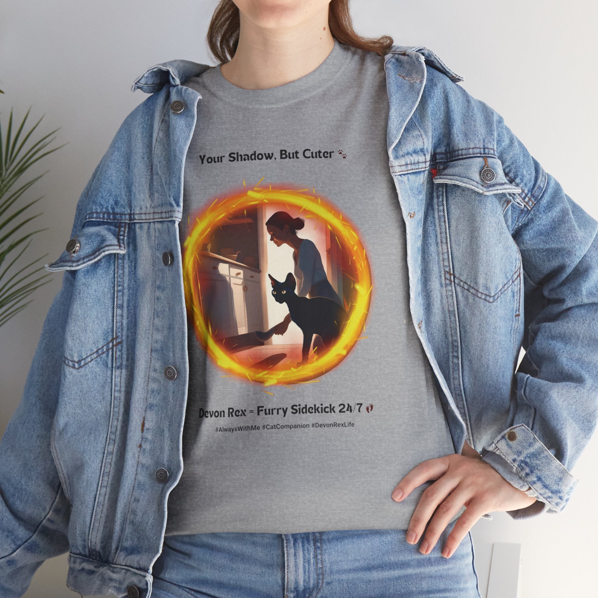 Women’s “Your Shadow, But Cuter” Devon Rex T‑Shirt – Loyal Cat Mom Gift