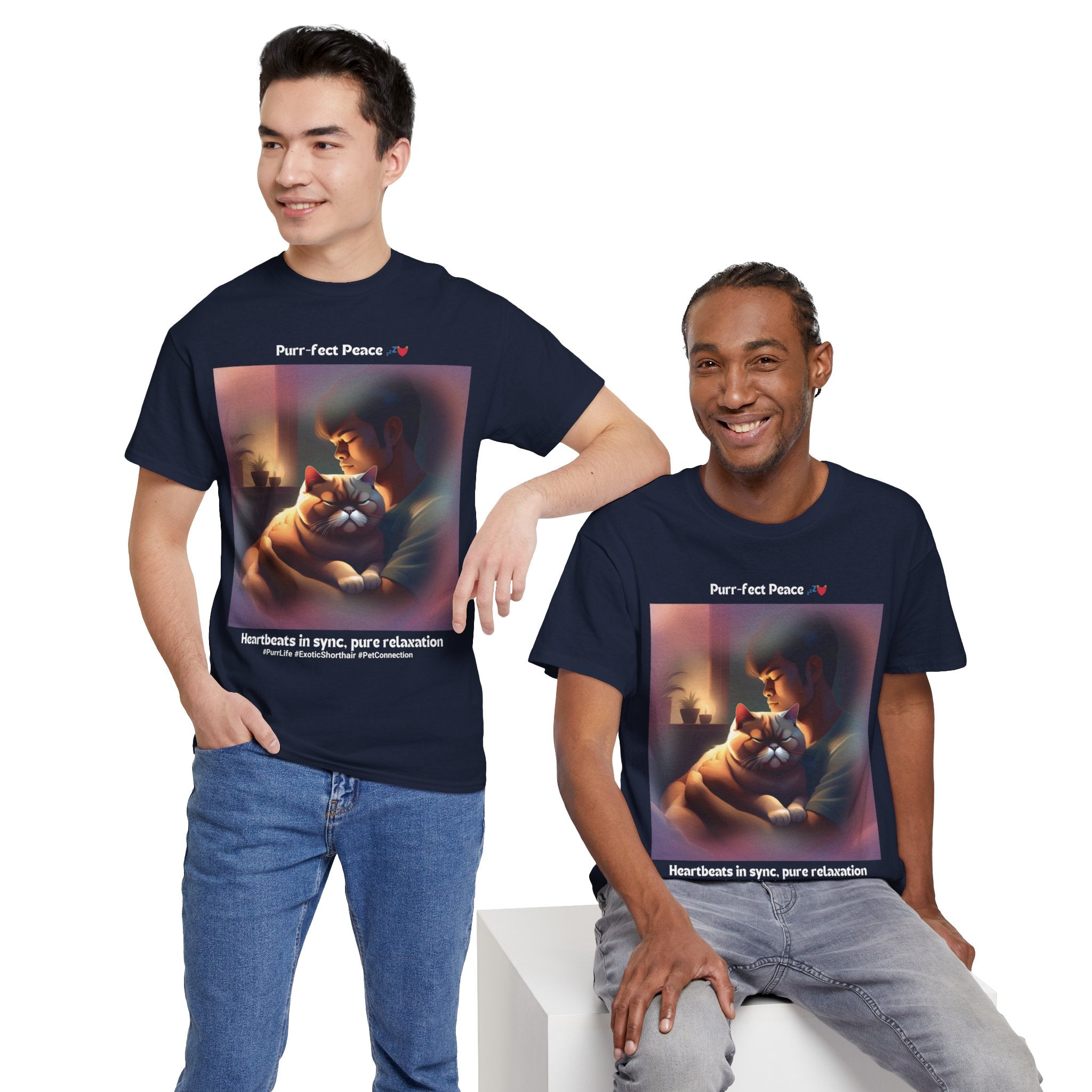 Men's - Purr-fect Peace: Exotic Shorthair Zen T-Shirt