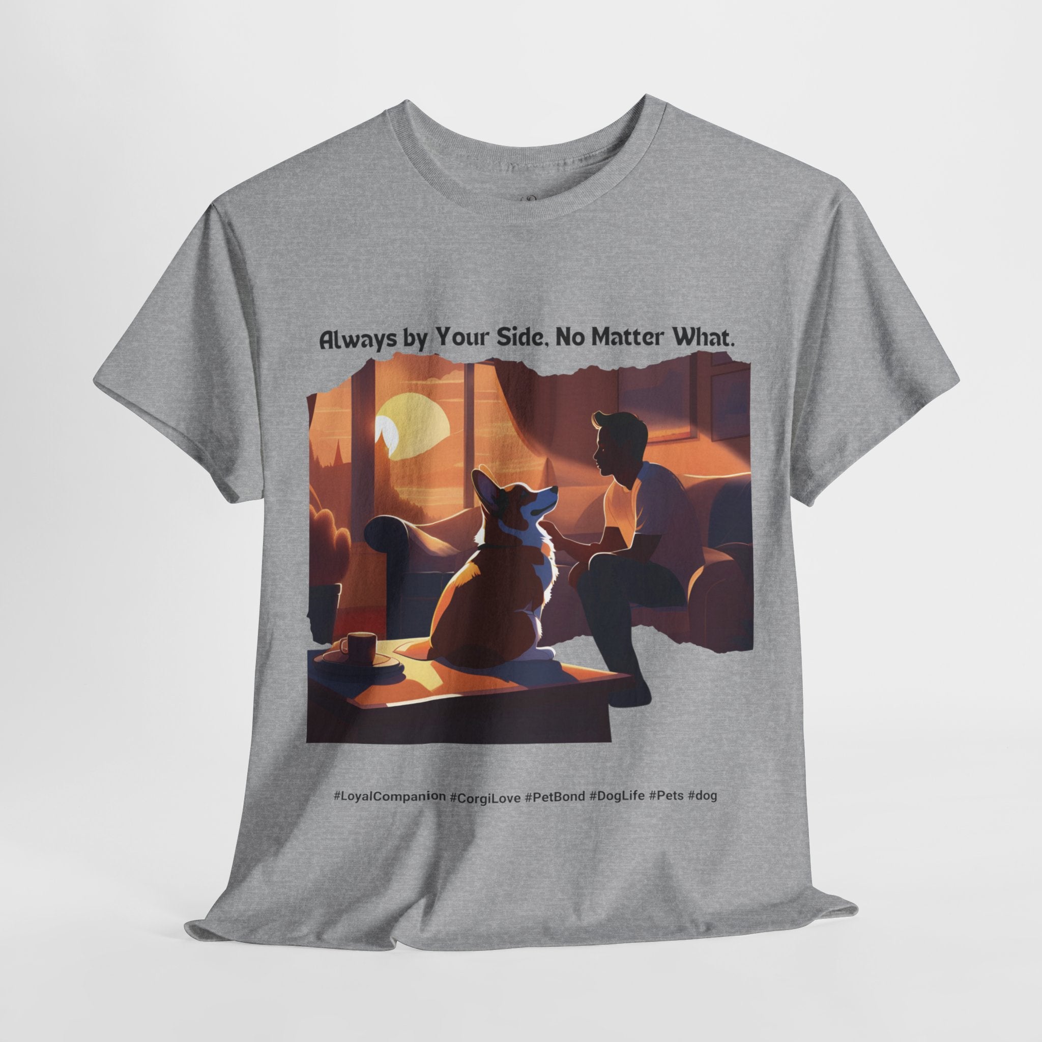 Men’s “Always by Your Side” Corgi T‑Shirt – Loving Pup Dad Gift