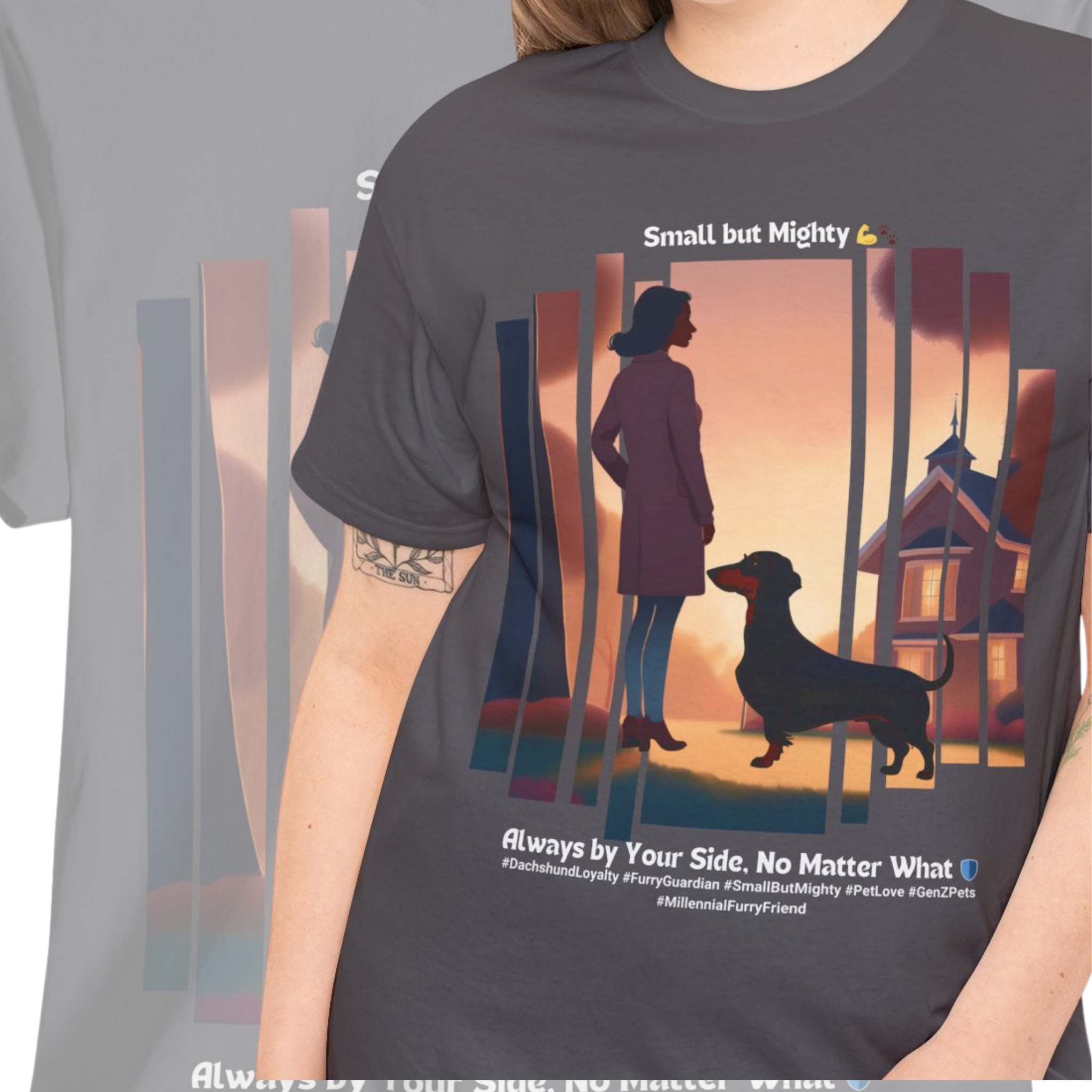 Women’s “Small but Mighty” Dachshund T‑Shirt – Mighty Wiener Mom Gift