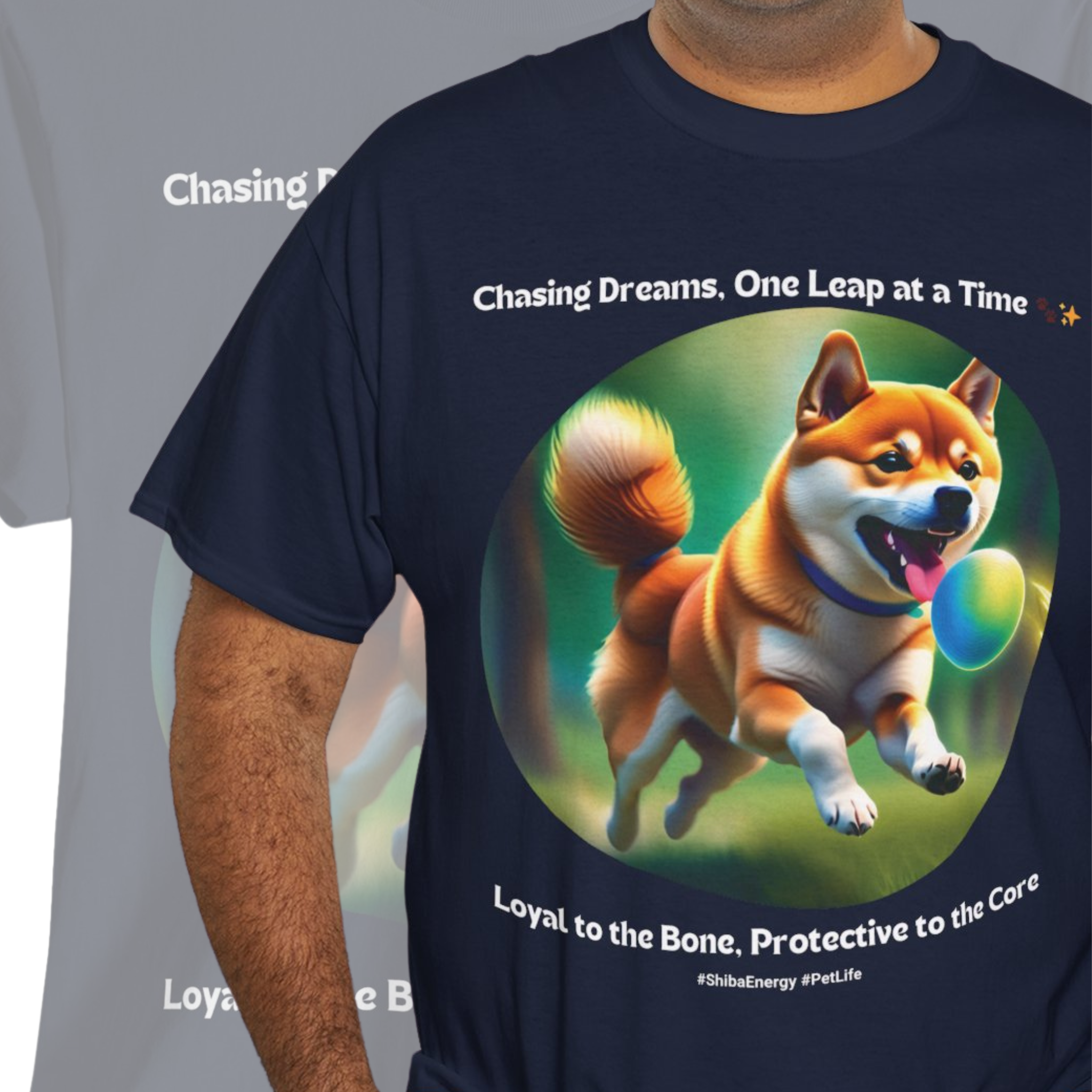 Unisex “Chasing Dreams, One Leap at a Time” Shiba Inu T‑Shirt – Ambitious Pup Gift