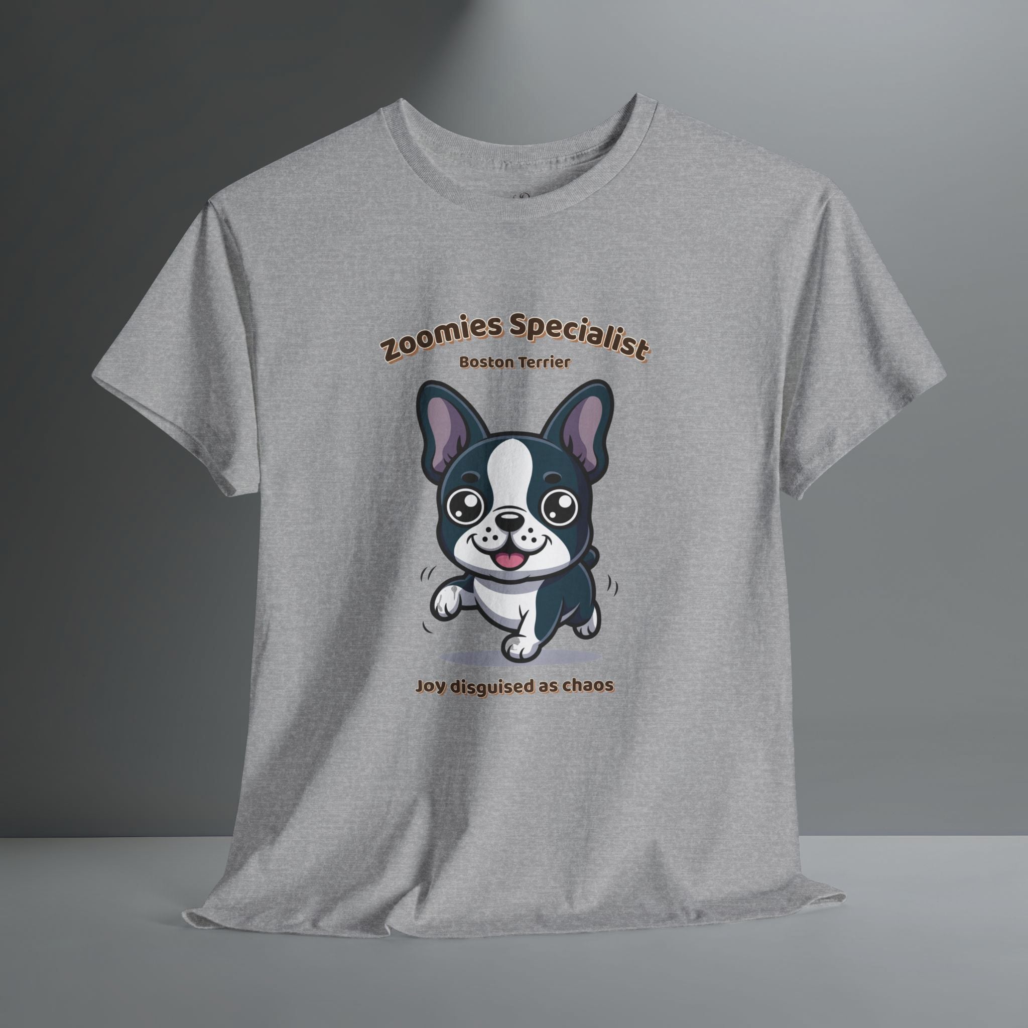 Unisex T-Shirt – Zoomies Specialist: Boston Terrier Everyday Moments Edition