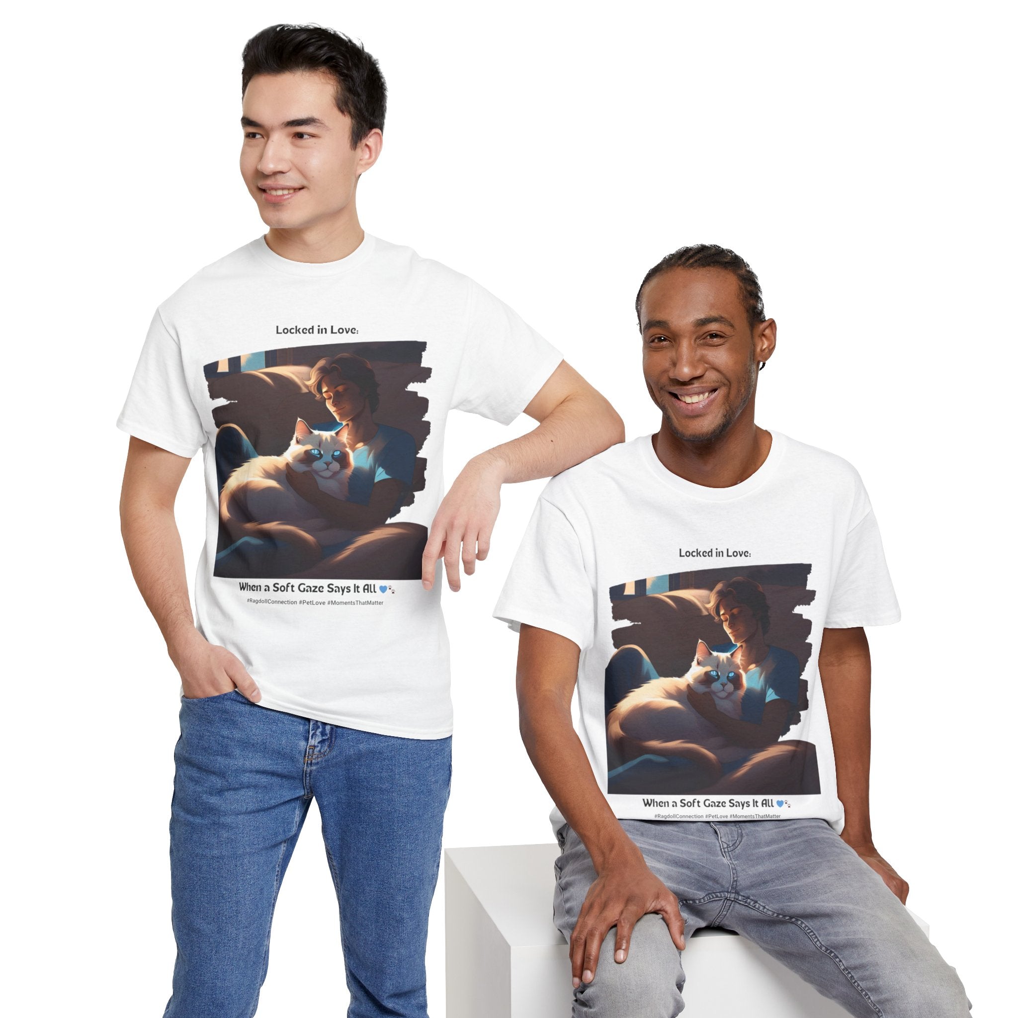 Men’s “A Gaze That Speaks Volumes” Ragdoll T‑Shirt – Expressive Cat Dad Gift