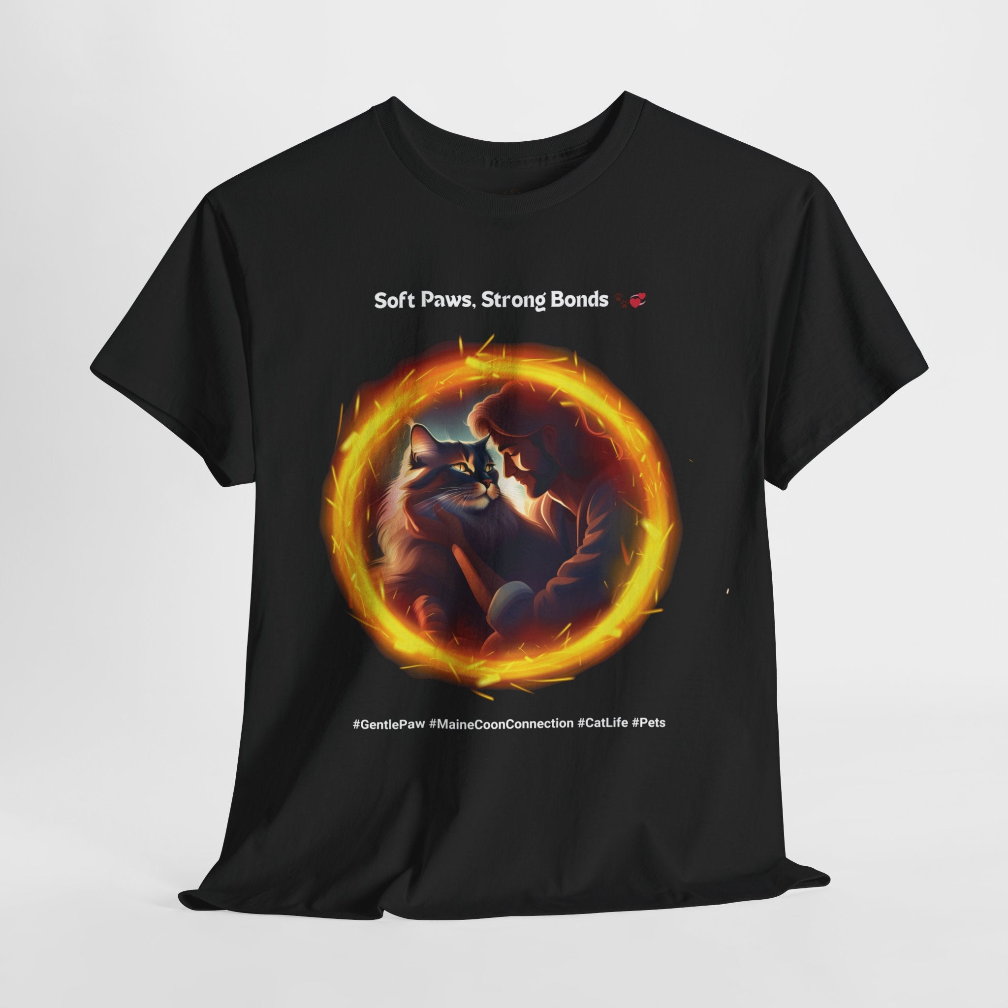 Men’s “Soft Paws, Strong Bonds” Maine Coon T‑Shirt – Gentle Giant Dad Gift