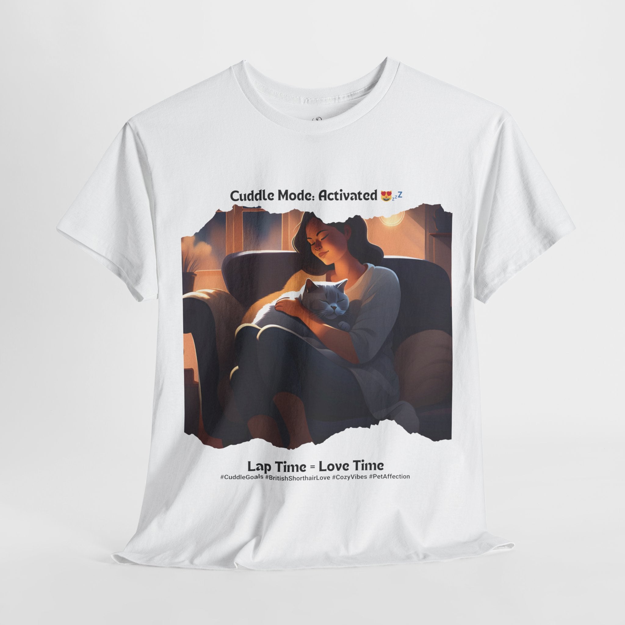 Women’s “Cuddle Mode: Activated” British Shorthair T‑Shirt – Cozy Kitty Mom Gift