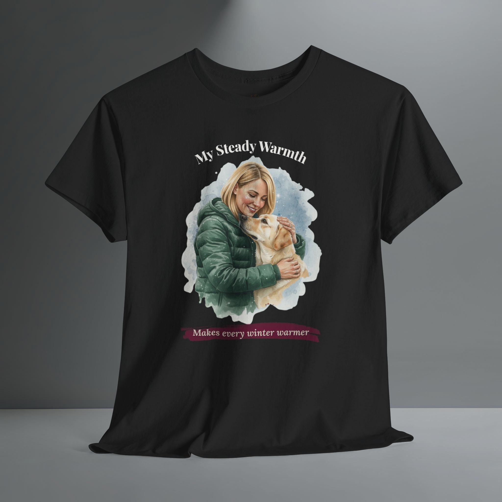 Unisex Personalized T-Shirt – My Steady Warmth: Custom Labrador Watercolor Winter Portrait