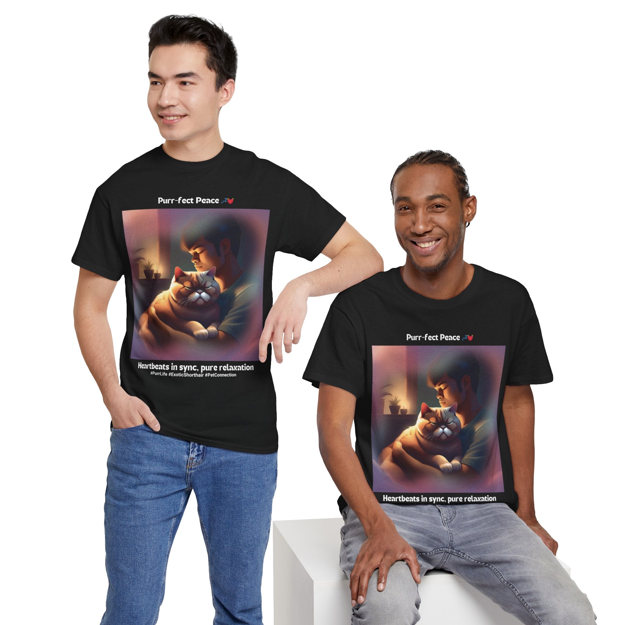 Men's - Purr-fect Peace: Exotic Shorthair Zen T-Shirt