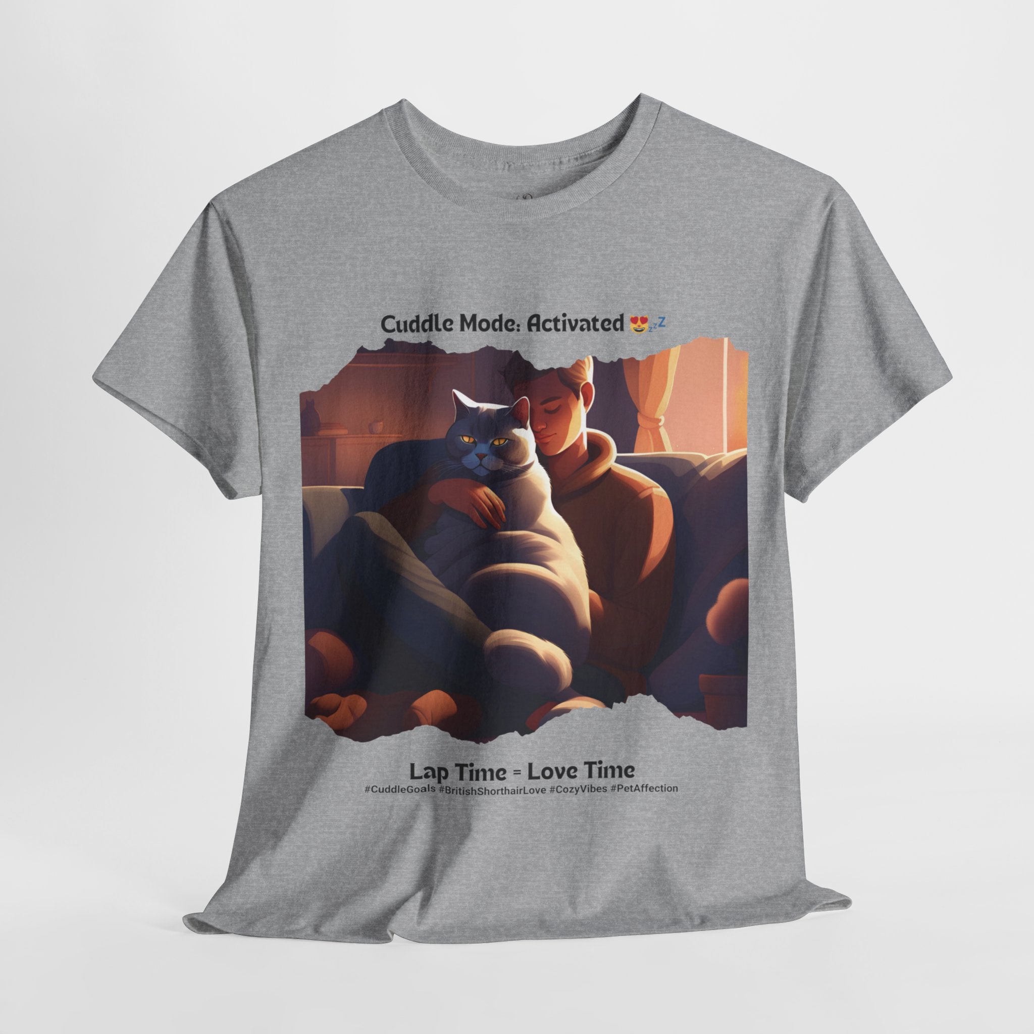 Men’s “Cuddle Mode: Activated” British Shorthair T‑Shirt – Cozy Kitty Dad Gift