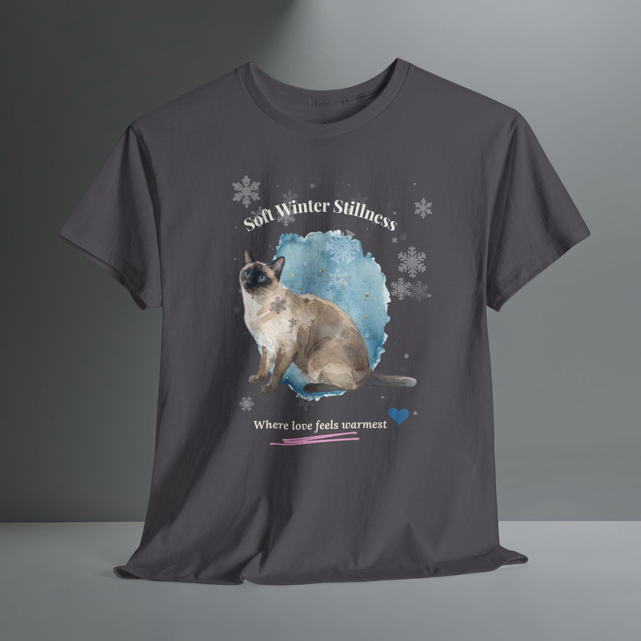 Unisex Personalized T-Shirt – Soft Winter Stillness: Siamese Watercolor Portrait Edition