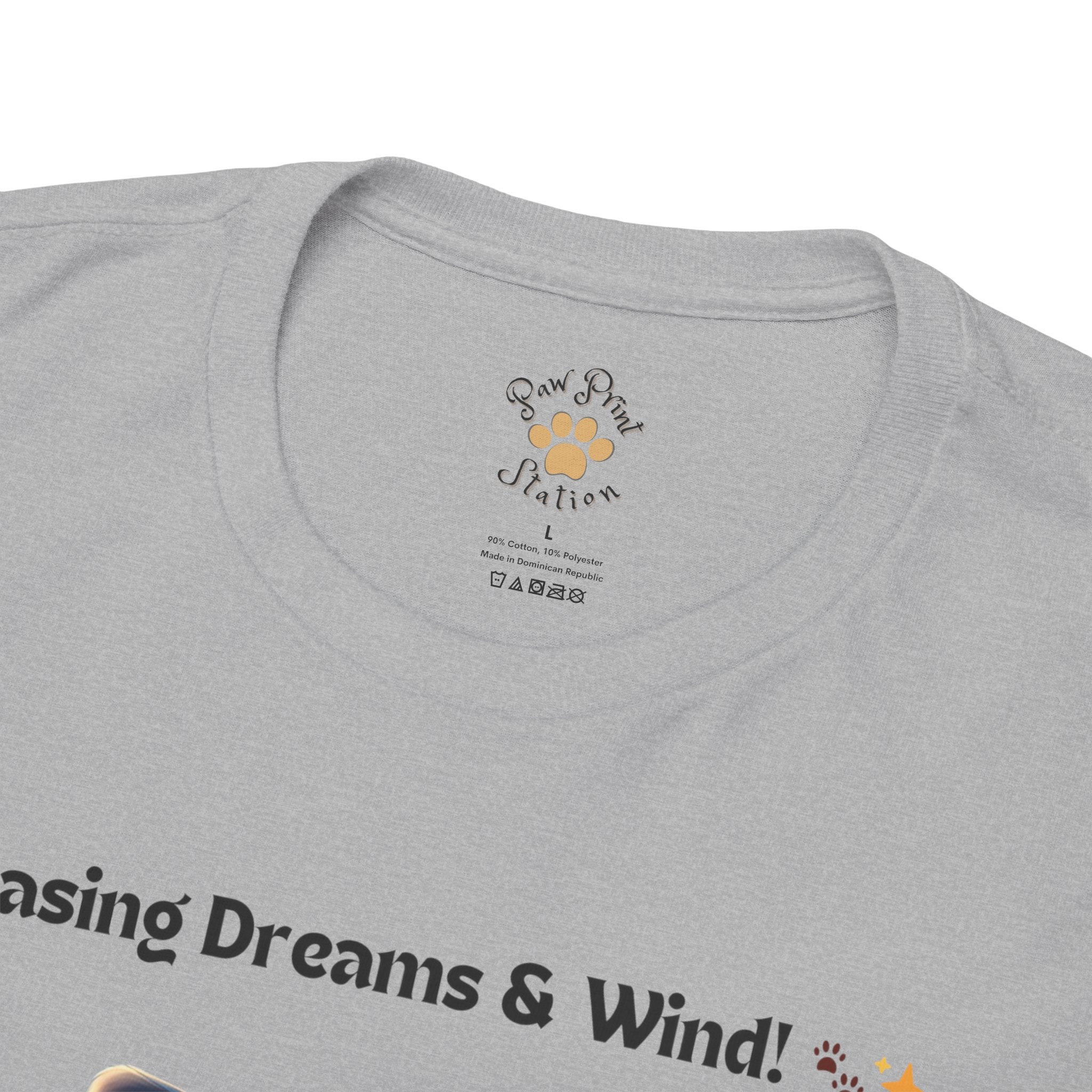 Unisex “Chasing Dreams & Wind” Australian Shepherd T‑Shirt – Adventure Road Tee, Wanderlust Pup Gift
