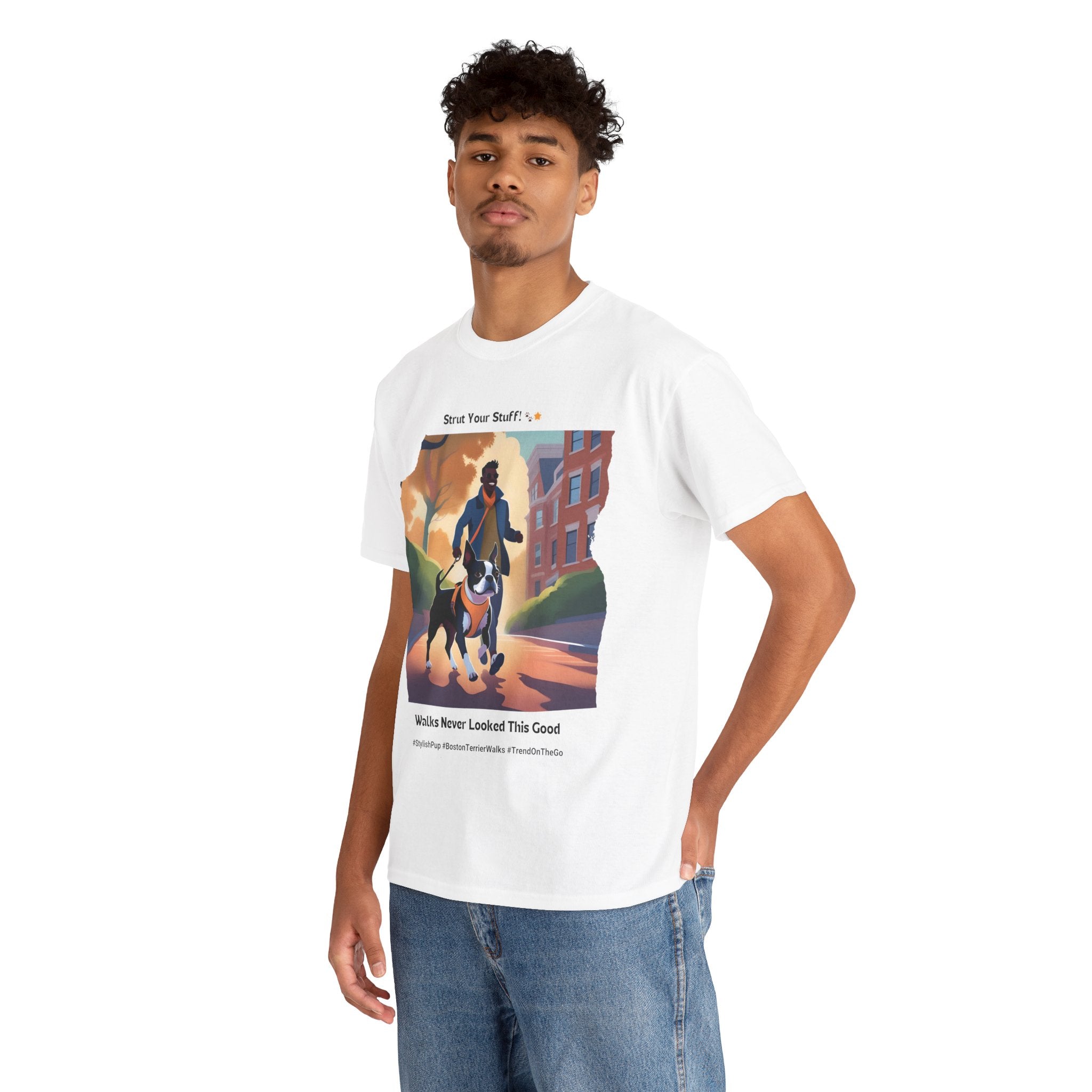 Men's - Stylish Pup: Boston Terrier Fashion T-Shirt