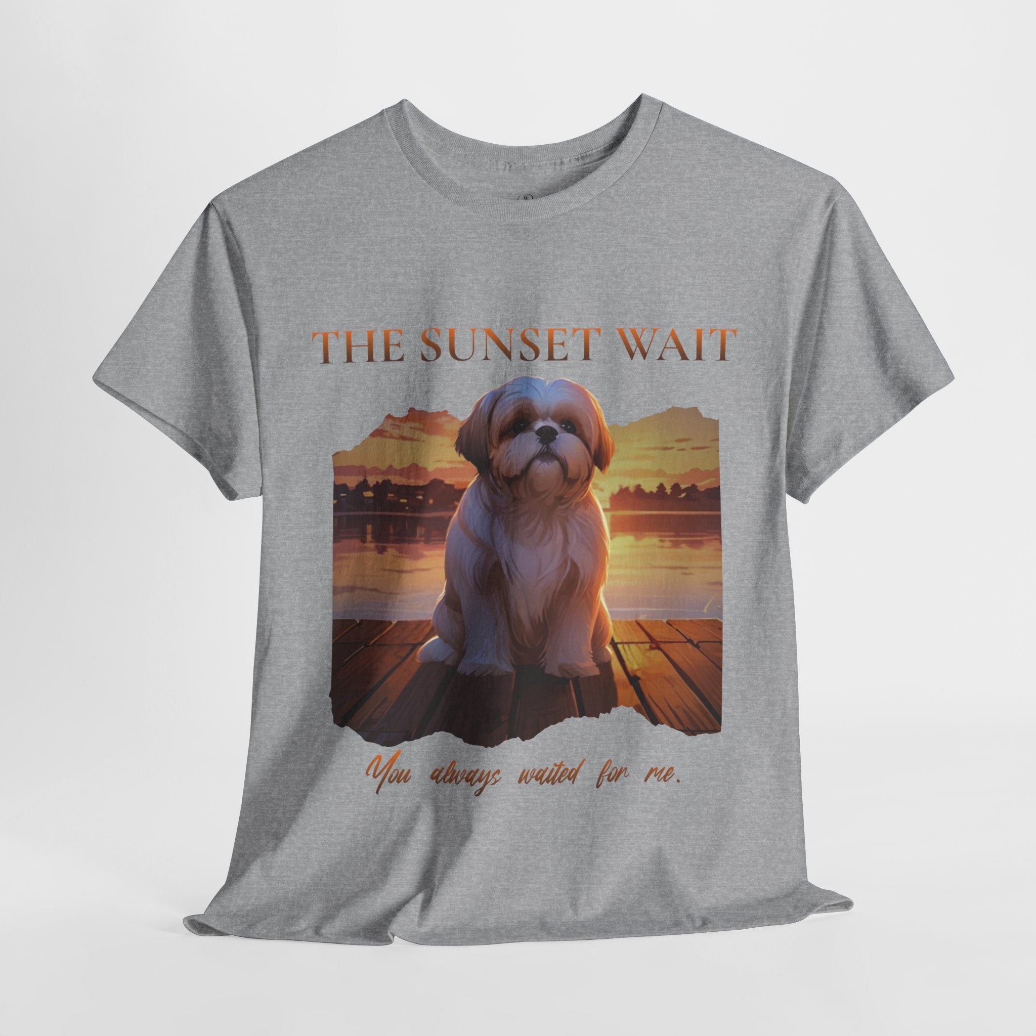 Unisex “The Sunset Wait” Shih Tzu T-Shirt – Sentimental Pet Lover Tee, Late Summer Edition