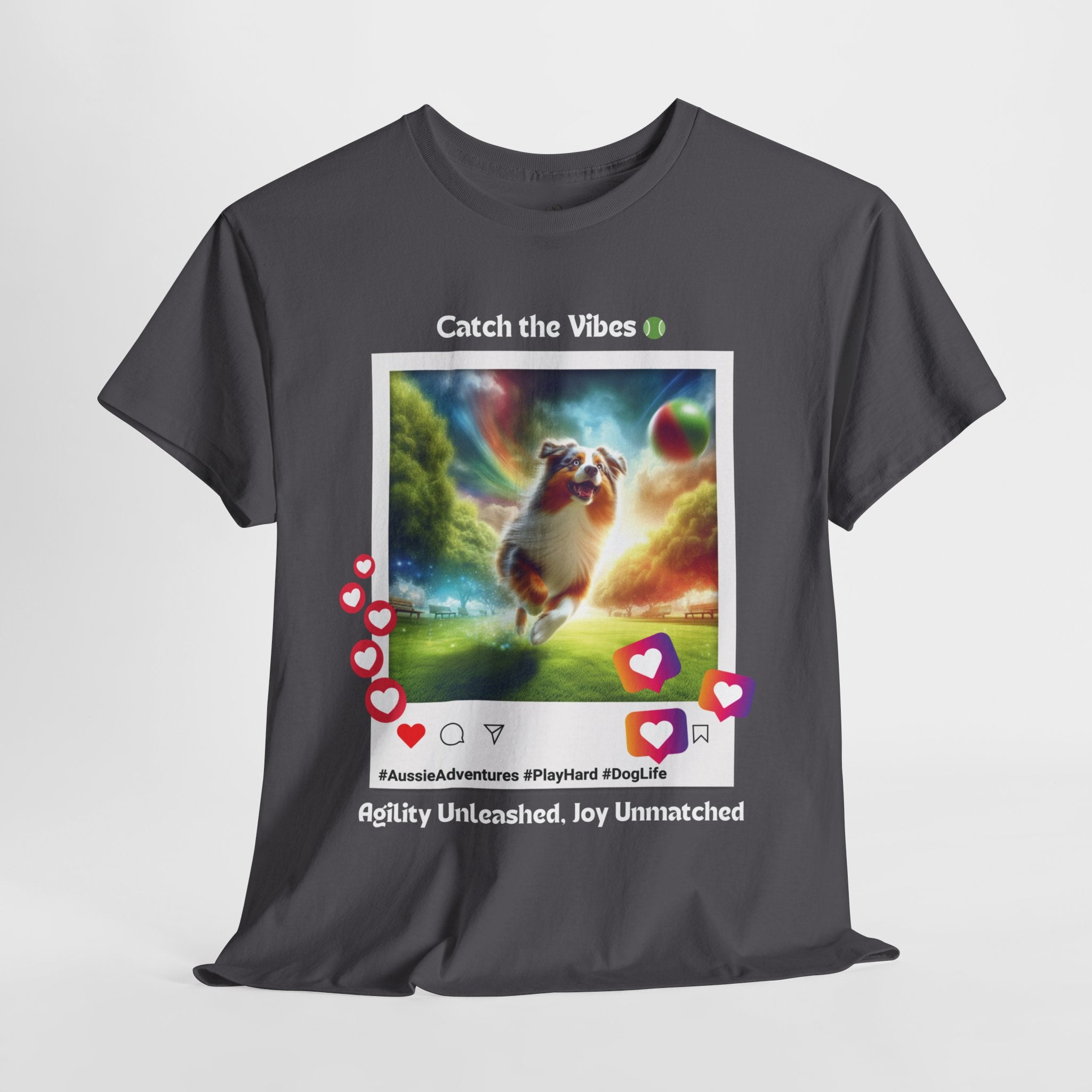 Unisex “Catch the Vibes” Australian Shepherd T‑Shirt – Vibes Adventure Gift, Outdoorsy Pup Tee