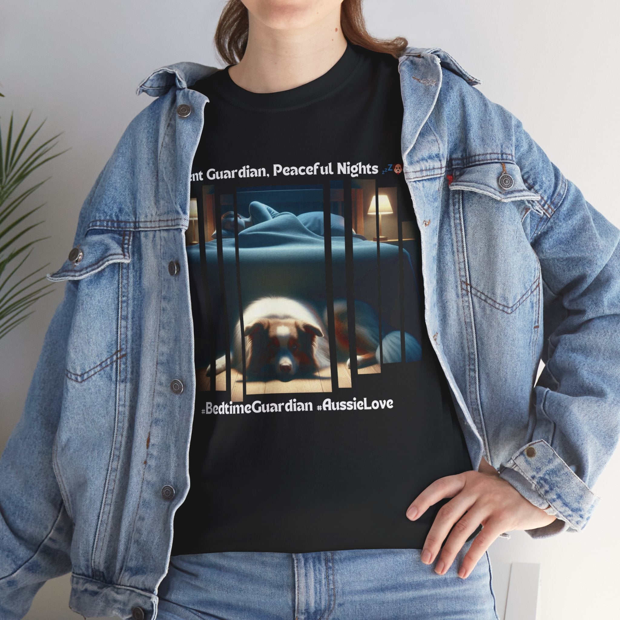 Unisex “Silent Guardian, Peaceful Nights” Australian Shepherd T‑Shirt – Night Watch Gift, Quiet Companion Tee