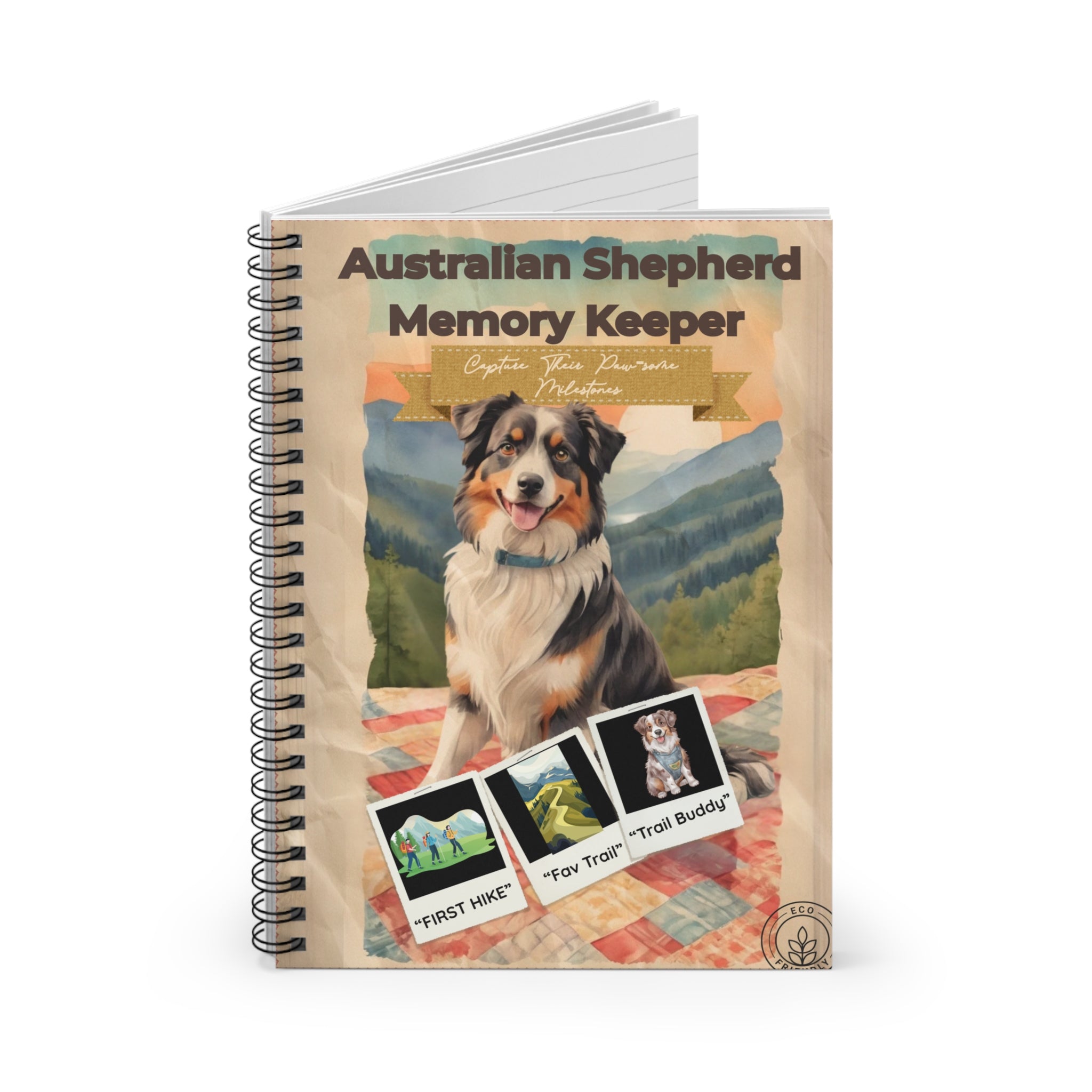 Australian Shepherd Memory Keeper Notebook, Dog Lover Journal, Pet Memories Journal, Customizable Pet Notebook, Gift for Dog Owners