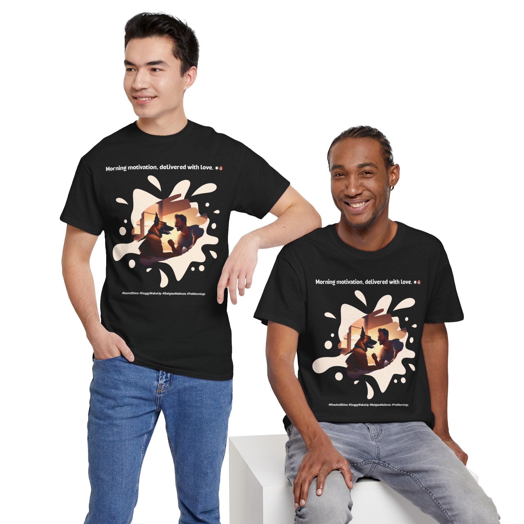 Men’s “Morning Motivation” Belgian Malinois T‑Shirt – Energized Dad Gift