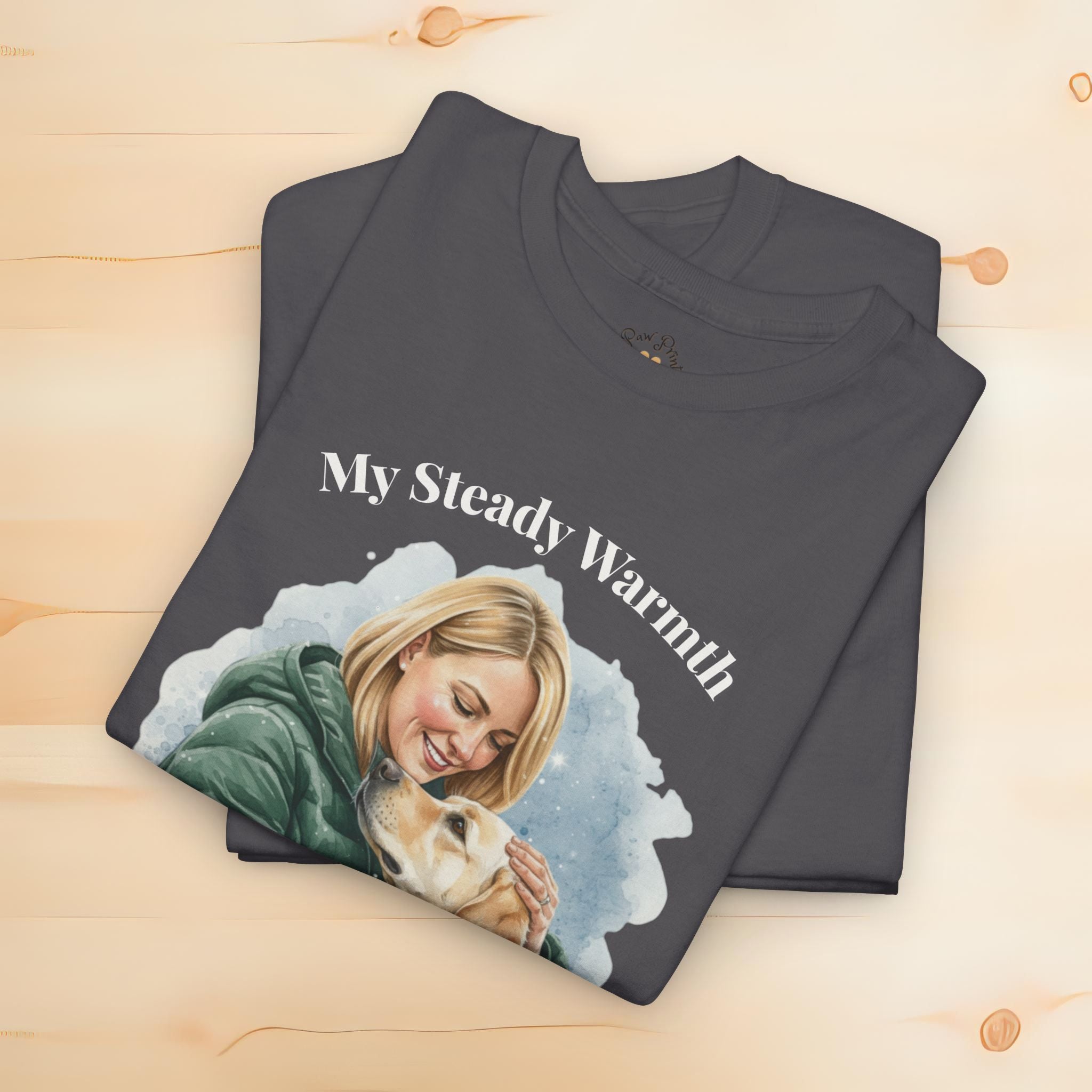 Unisex Personalized T-Shirt – My Steady Warmth: Custom Labrador Watercolor Winter Portrait