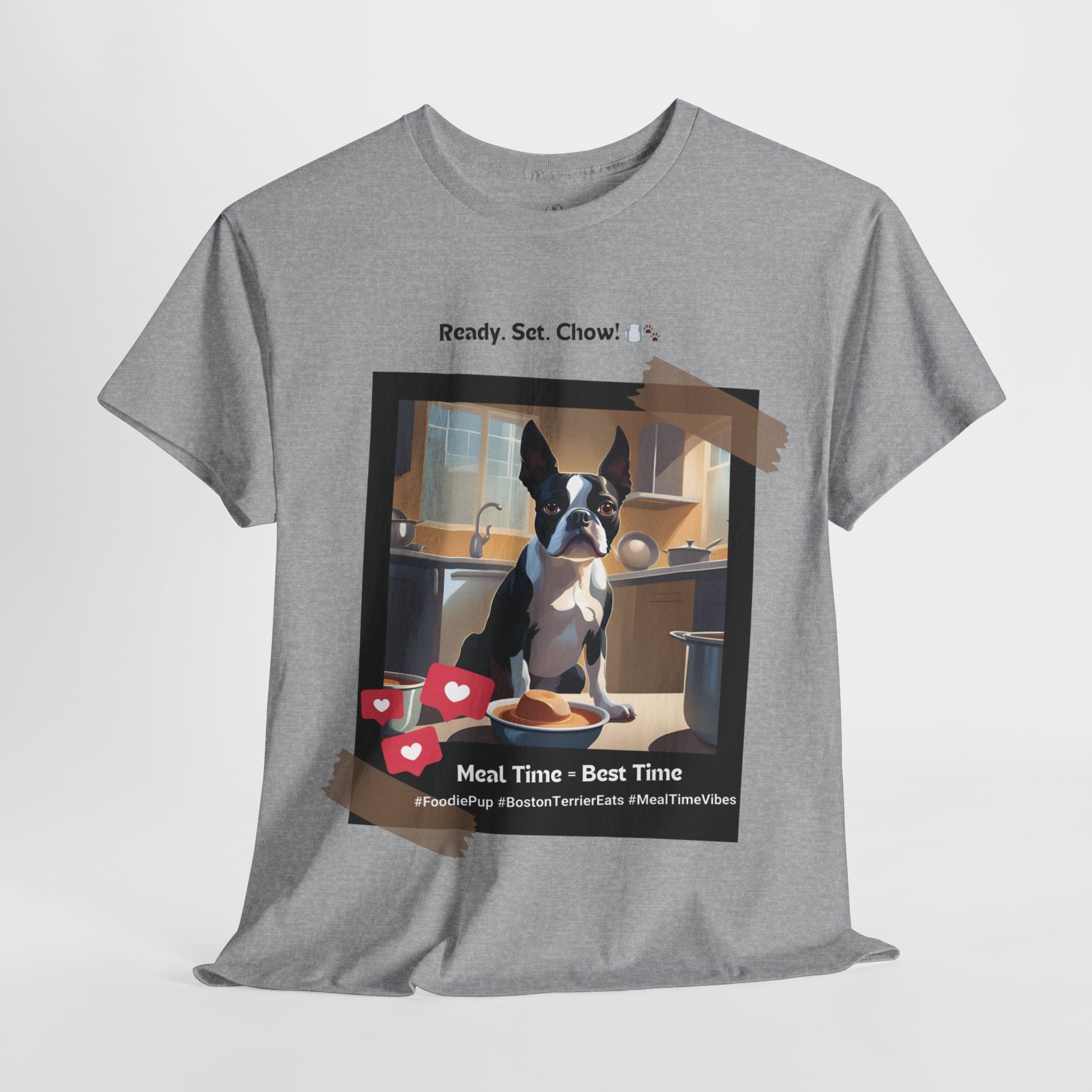 Unisex “Meal Time = Best Time” Boston Terrier T‑Shirt – Hungry Pup Gift