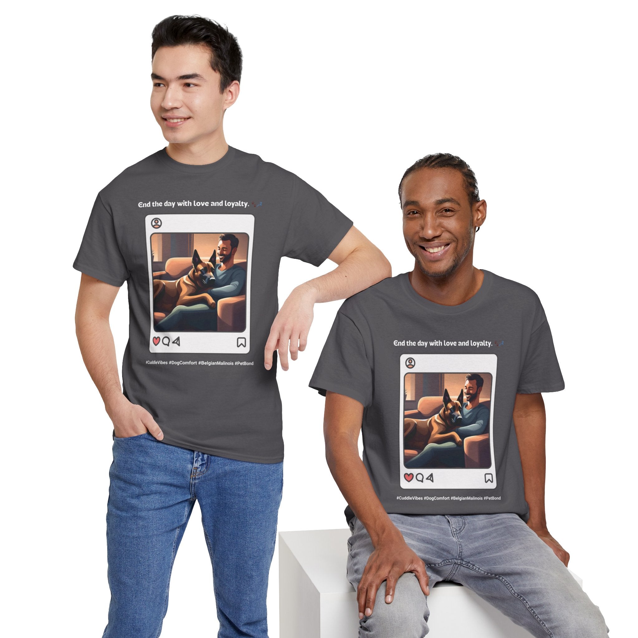 Men’s “End the Day with Love & Loyalty” Belgian Malinois T‑Shirt – Loyal Love Dad Gift