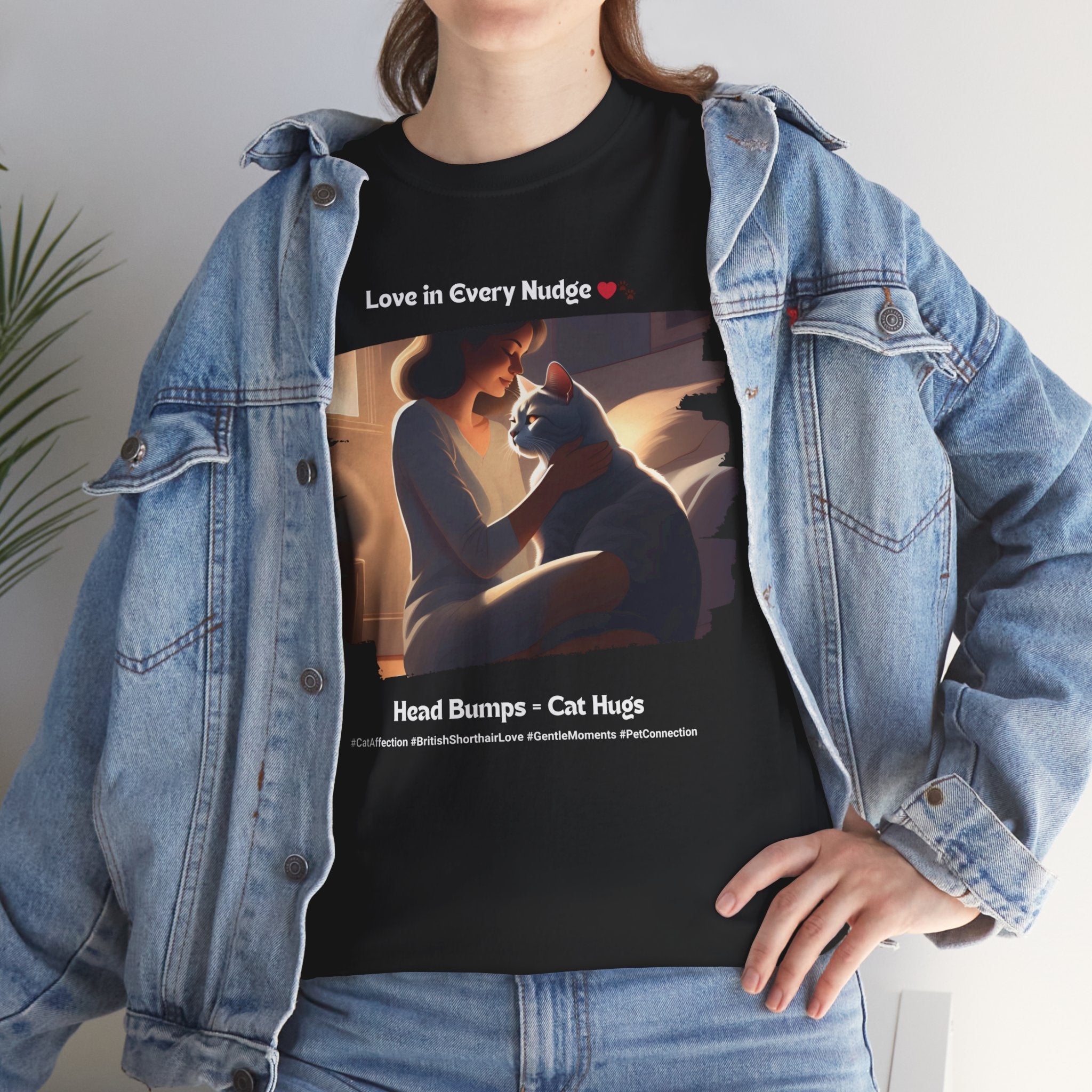 Women’s “Head Bumps = Cat Hugs” British Shorthair T‑Shirt – Affectionate Kitty Mom Gift