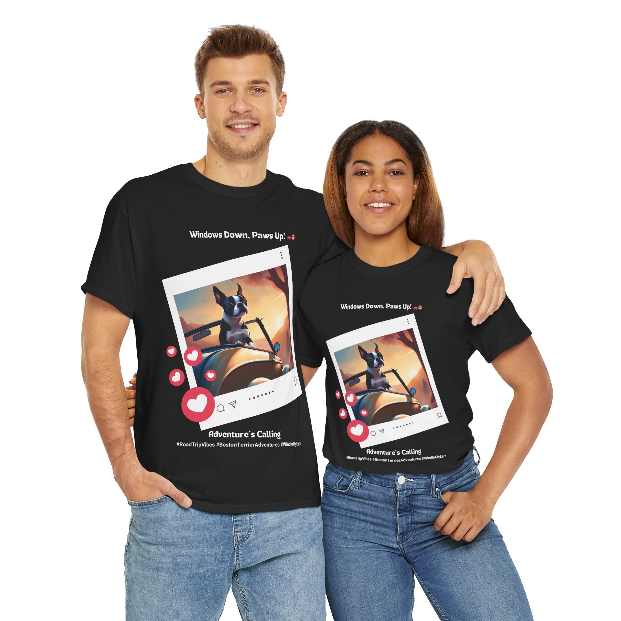 Unisex - Adventure's Calling: Boston Terrier Road Trip T-Shirt