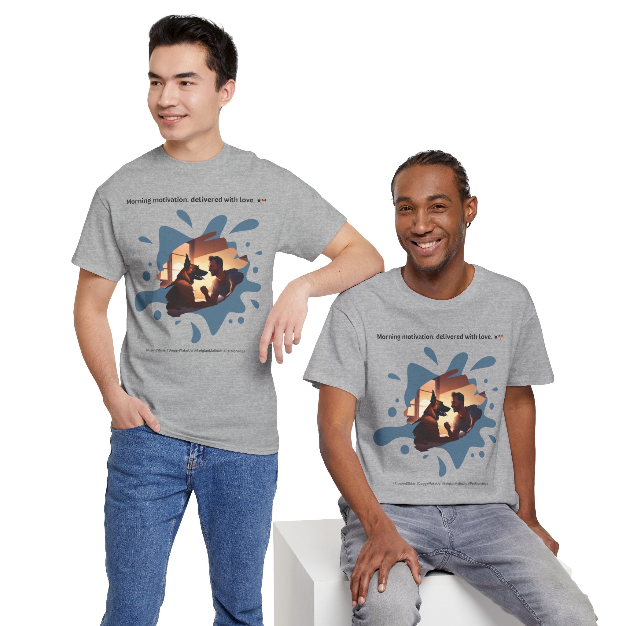 Men’s “Morning Motivation” Belgian Malinois T‑Shirt – Energized Dad Gift