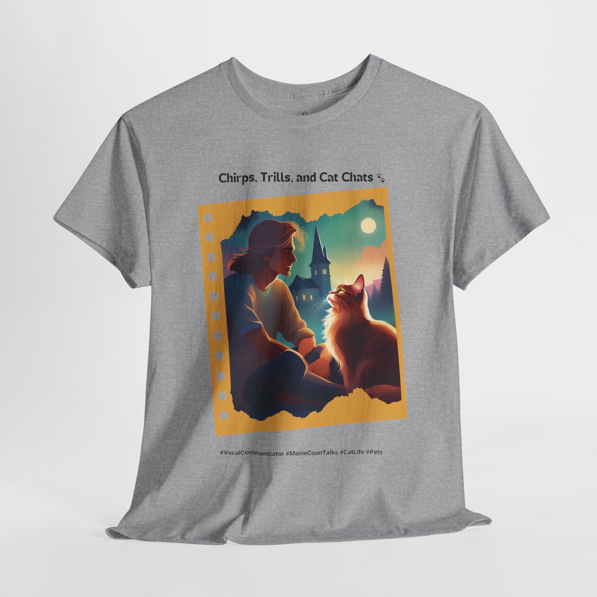 Men’s “Chirps, Trills & Cat Chats” Maine Coon T‑Shirt – Vocal Cat Dad Gift