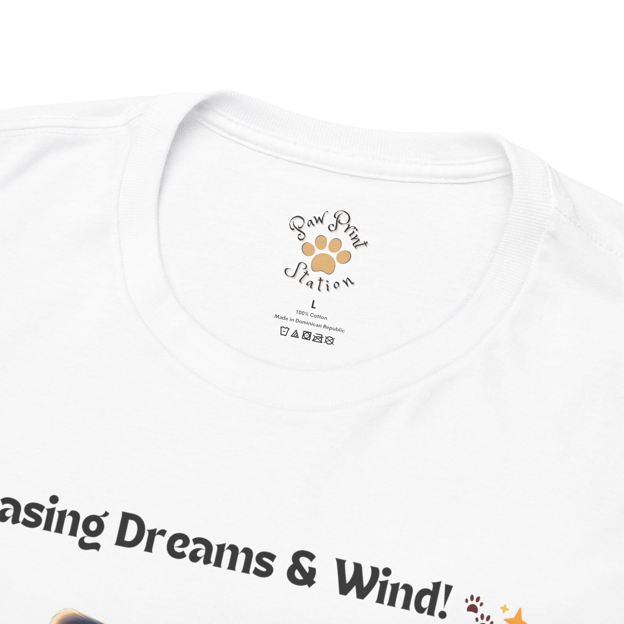 Unisex “Chasing Dreams & Wind” Australian Shepherd T‑Shirt – Adventure Road Tee, Wanderlust Pup Gift
