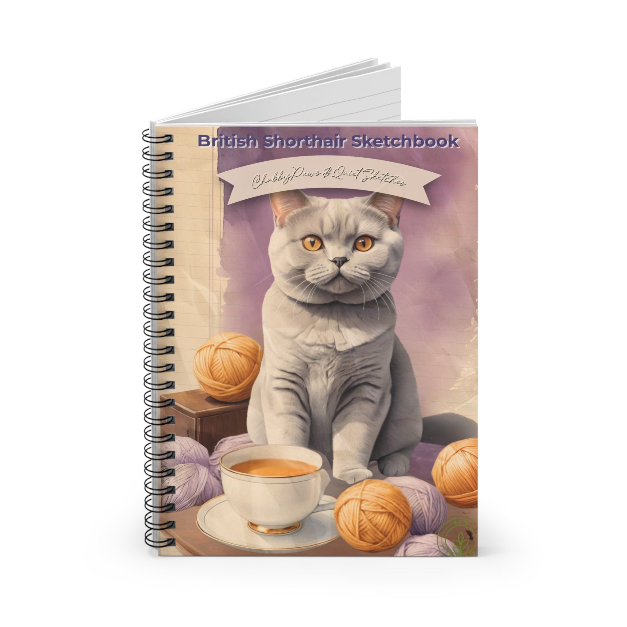 British Shorthair Spiral Notebook, Cute Cat Journal, Perfect Gift for Cat Lovers, Sketchbook for Artists, Kitty Notebook for Home or School