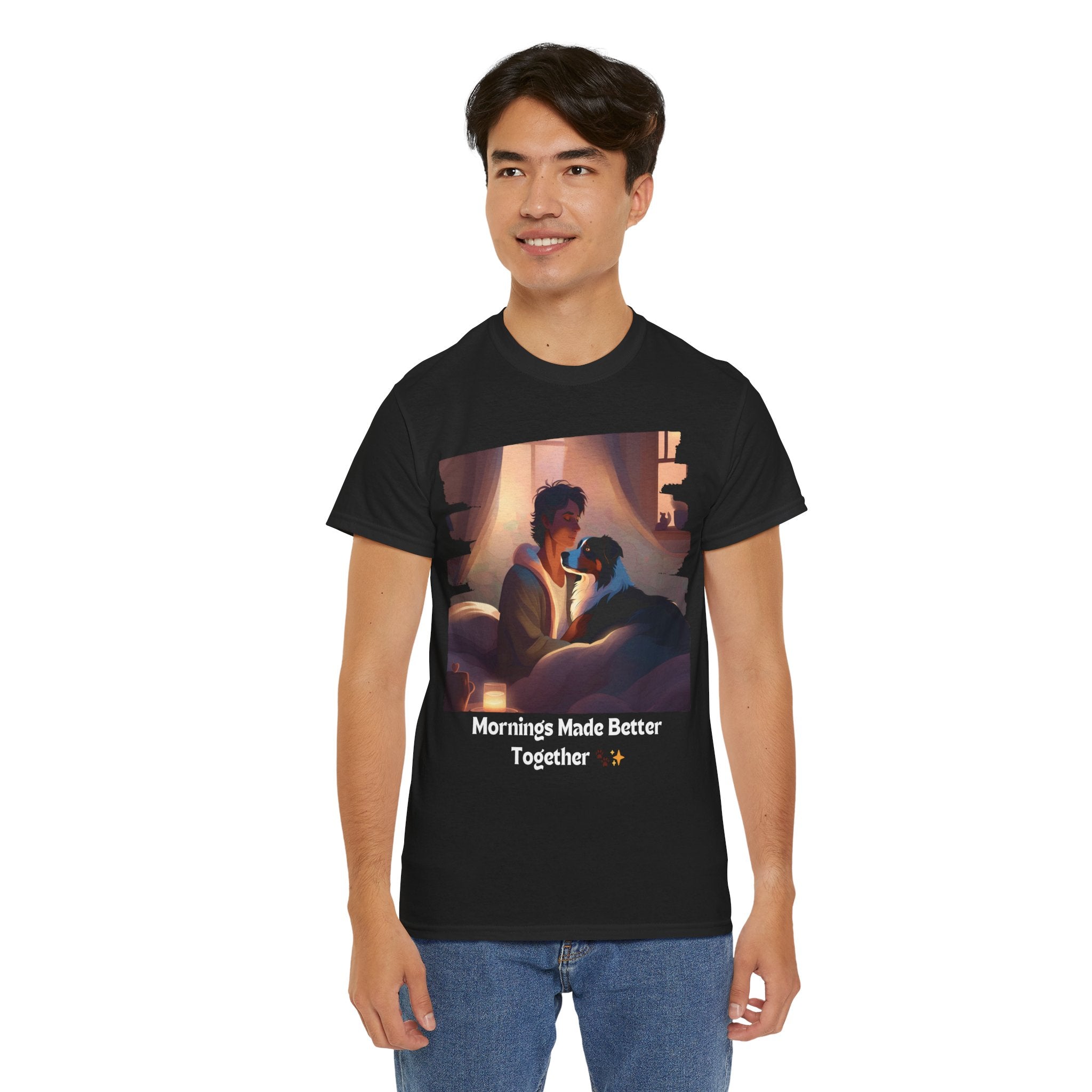 Men’s “Mornings Made Better with My Aussie” T‑Shirt – Morning Pup Dad Gift
