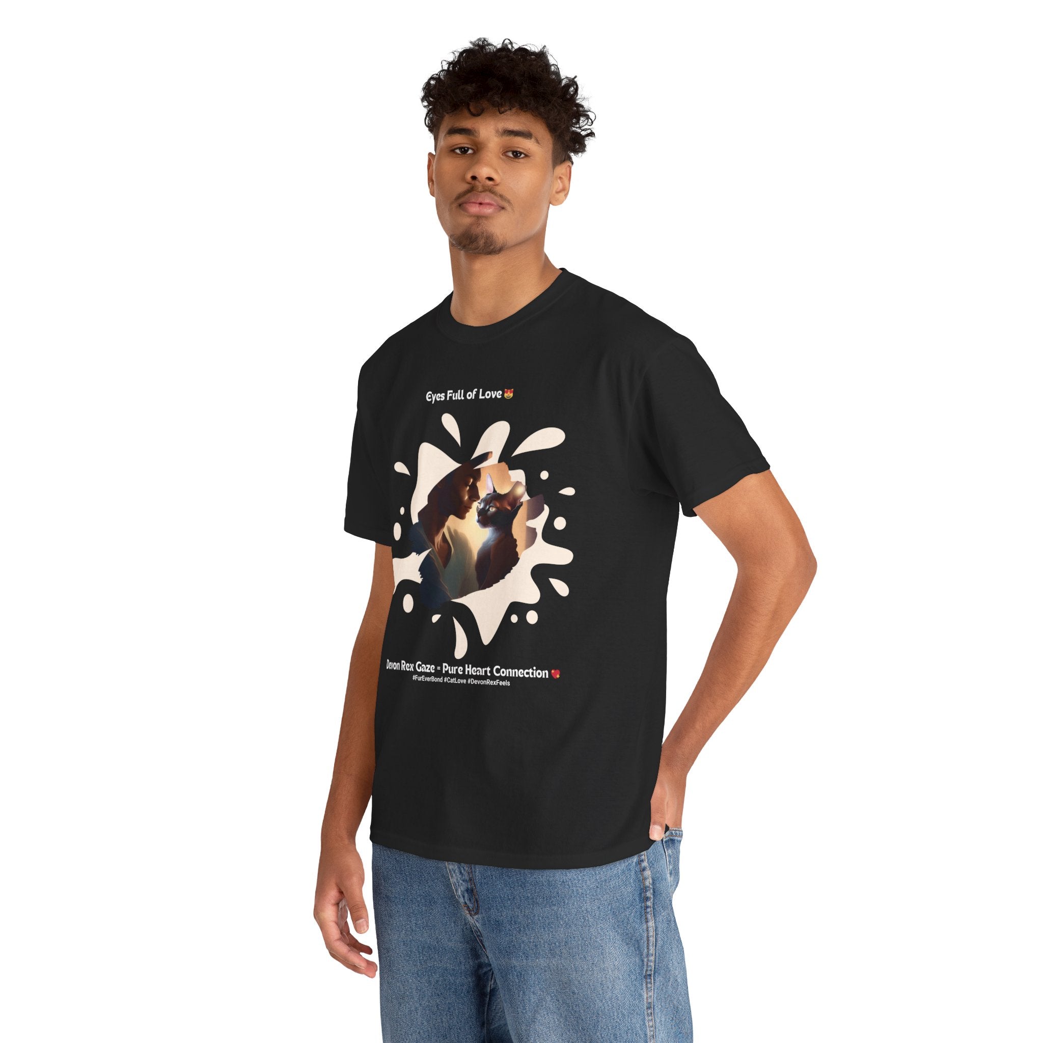 Men’s “Eyes Full of Love” Devon Rex T‑Shirt – Adoring Cat Dad Gift