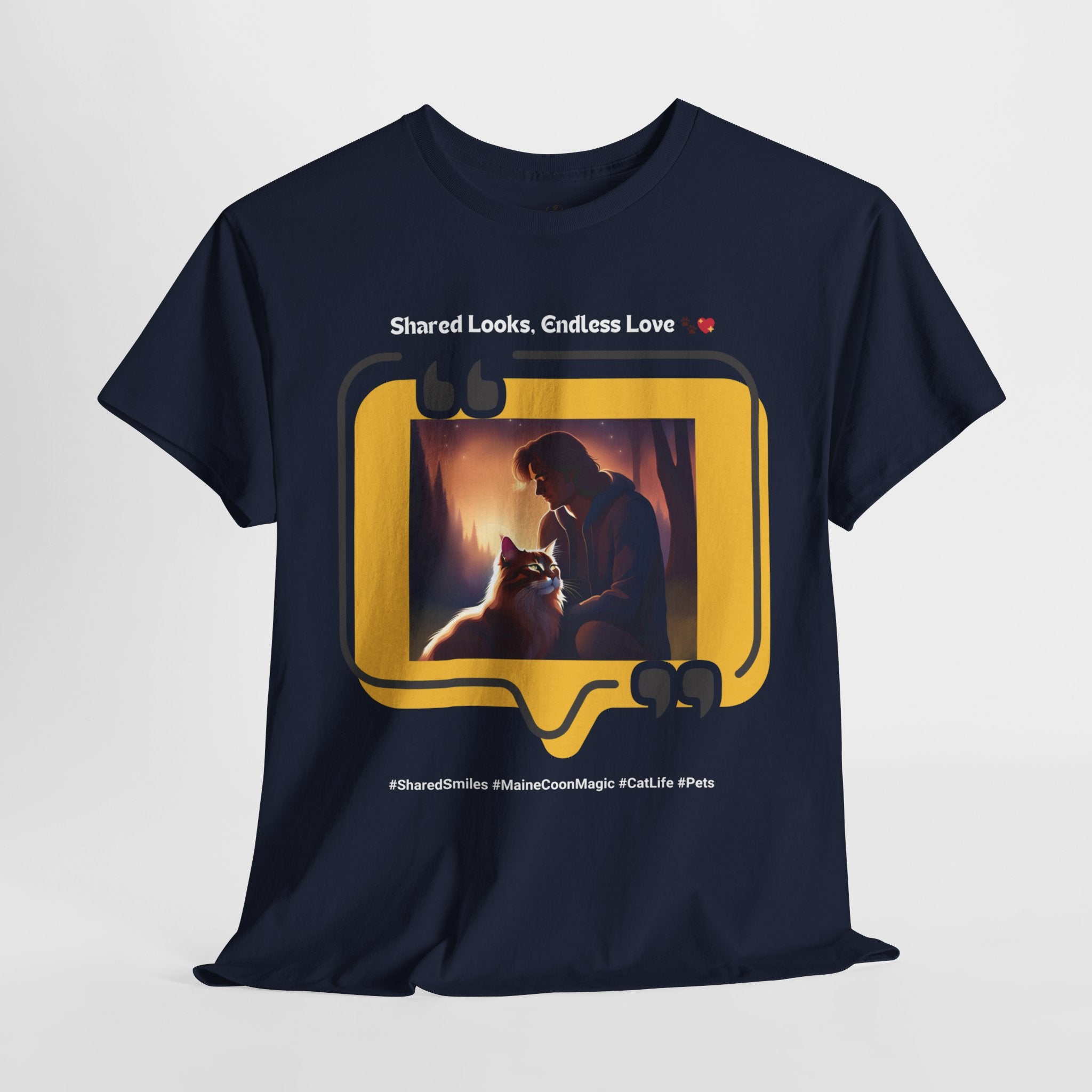 Men’s “Shared Looks, Endless Love” Maine Coon T‑Shirt – Bonding Cat Dad Gift