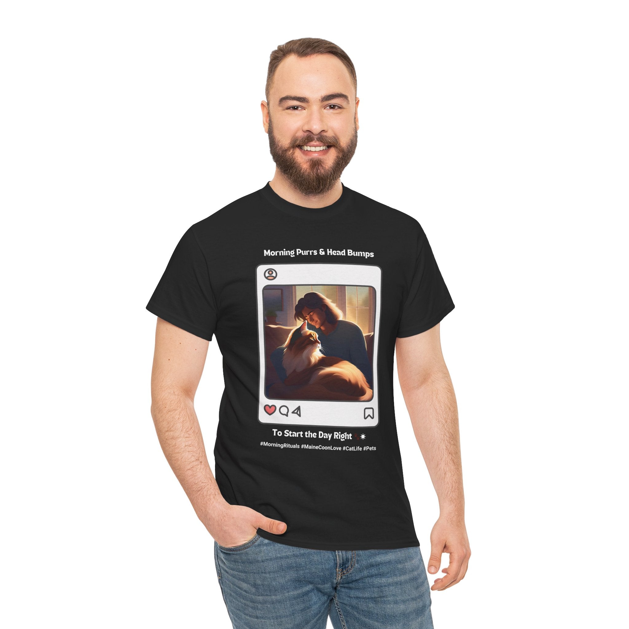 Men's - Morning Purrs & Head Bumps: Start Your Day Right T-Shirt