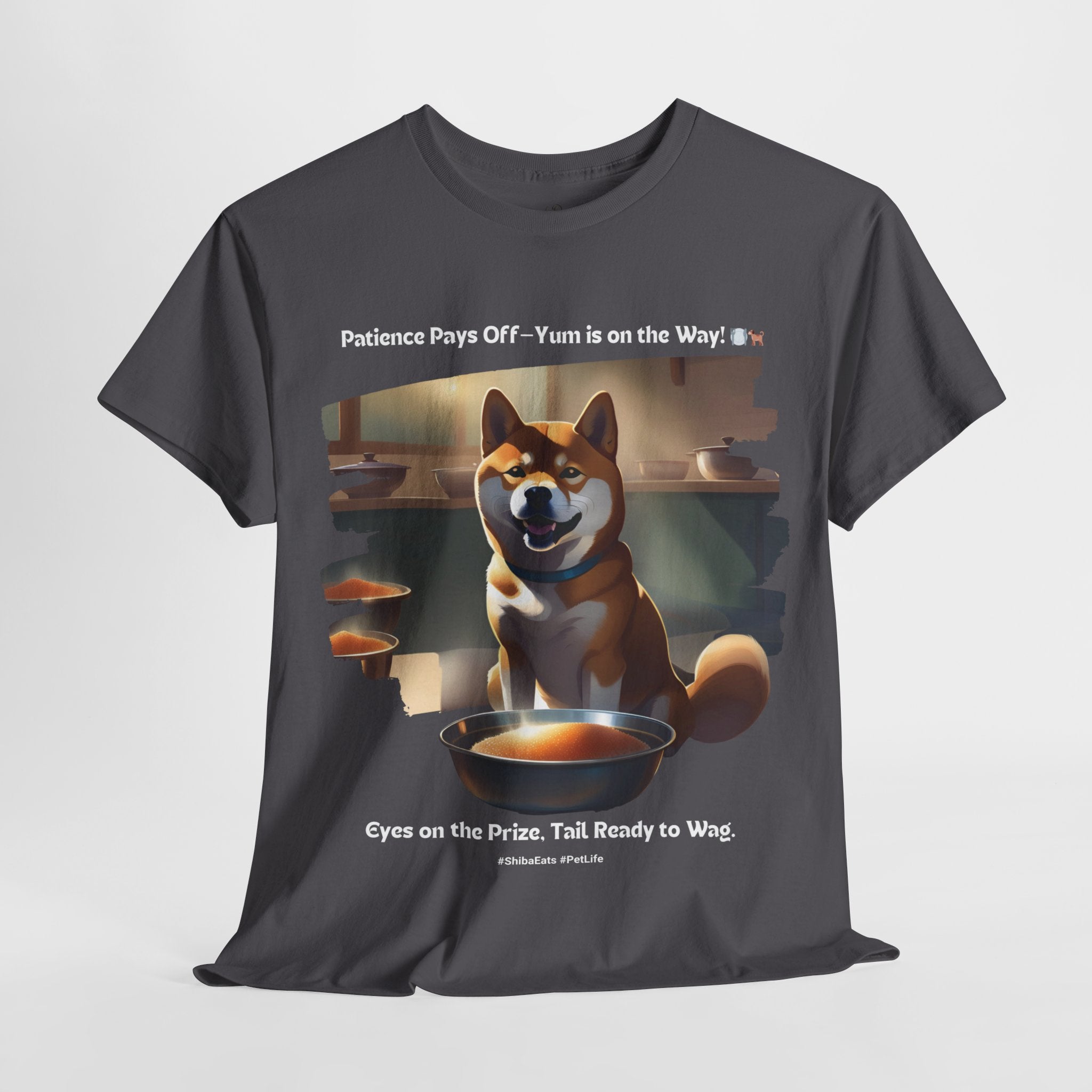 Unisex “Patience Pays Off: Shiba Inu Treats” T‑Shirt – Good Pup Reward Gift