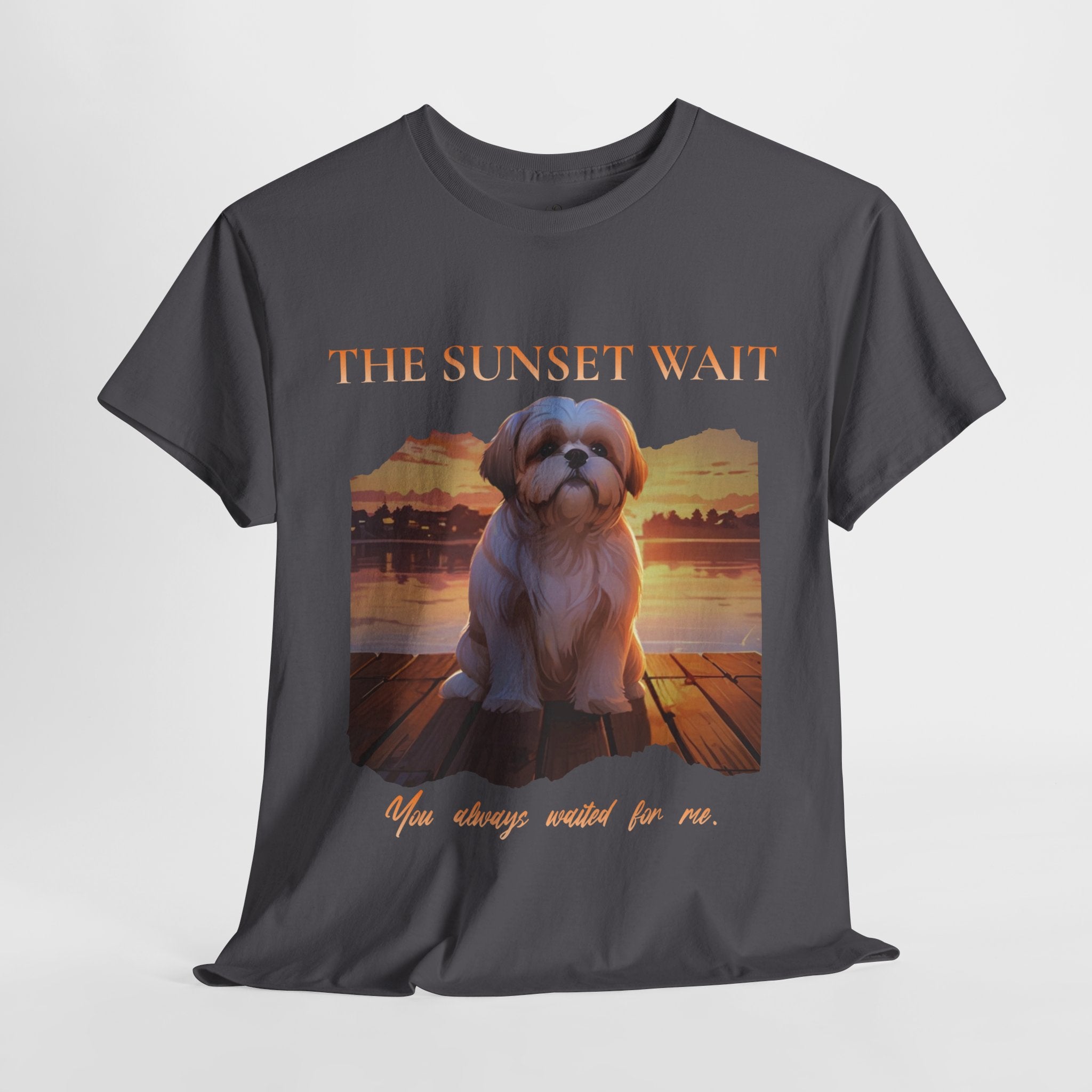 Unisex “The Sunset Wait” Shih Tzu T-Shirt – Sentimental Pet Lover Tee, Late Summer Edition