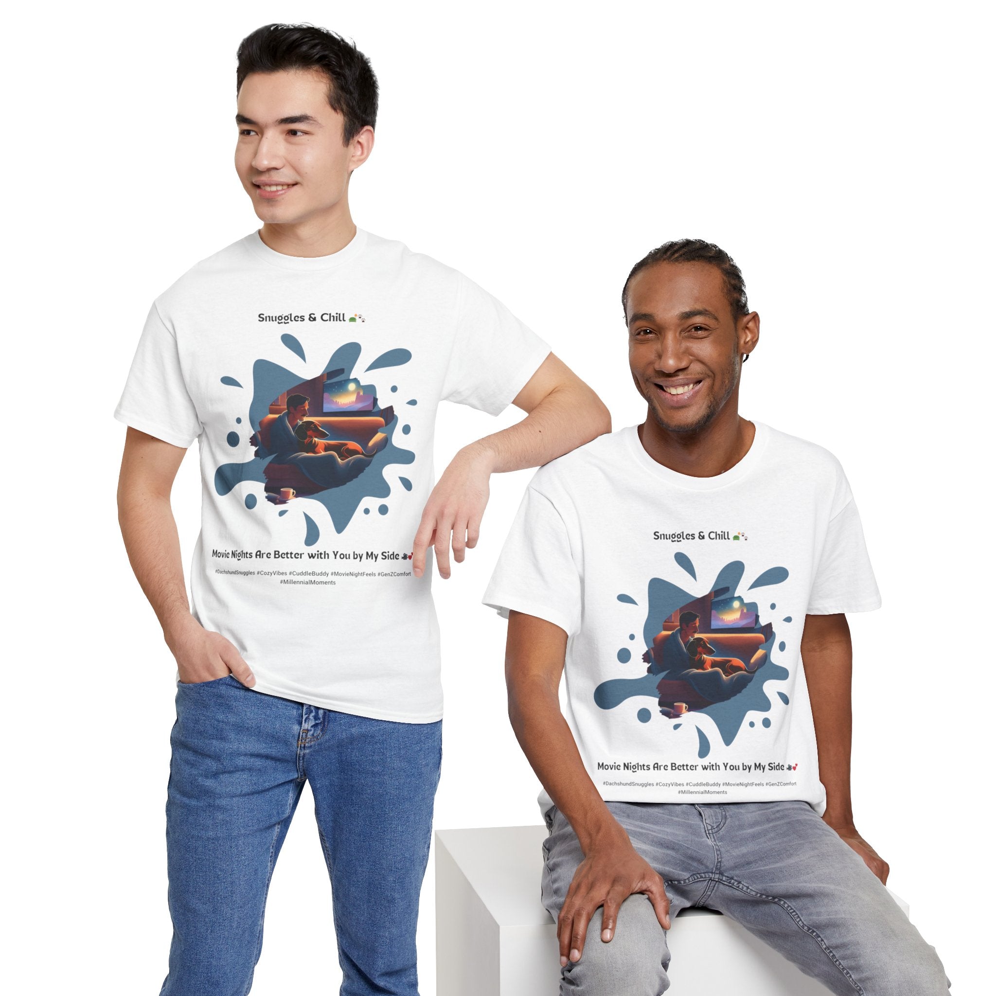 Men's - Snuggles & Chill: Dachshund Movie Night T-Shirt