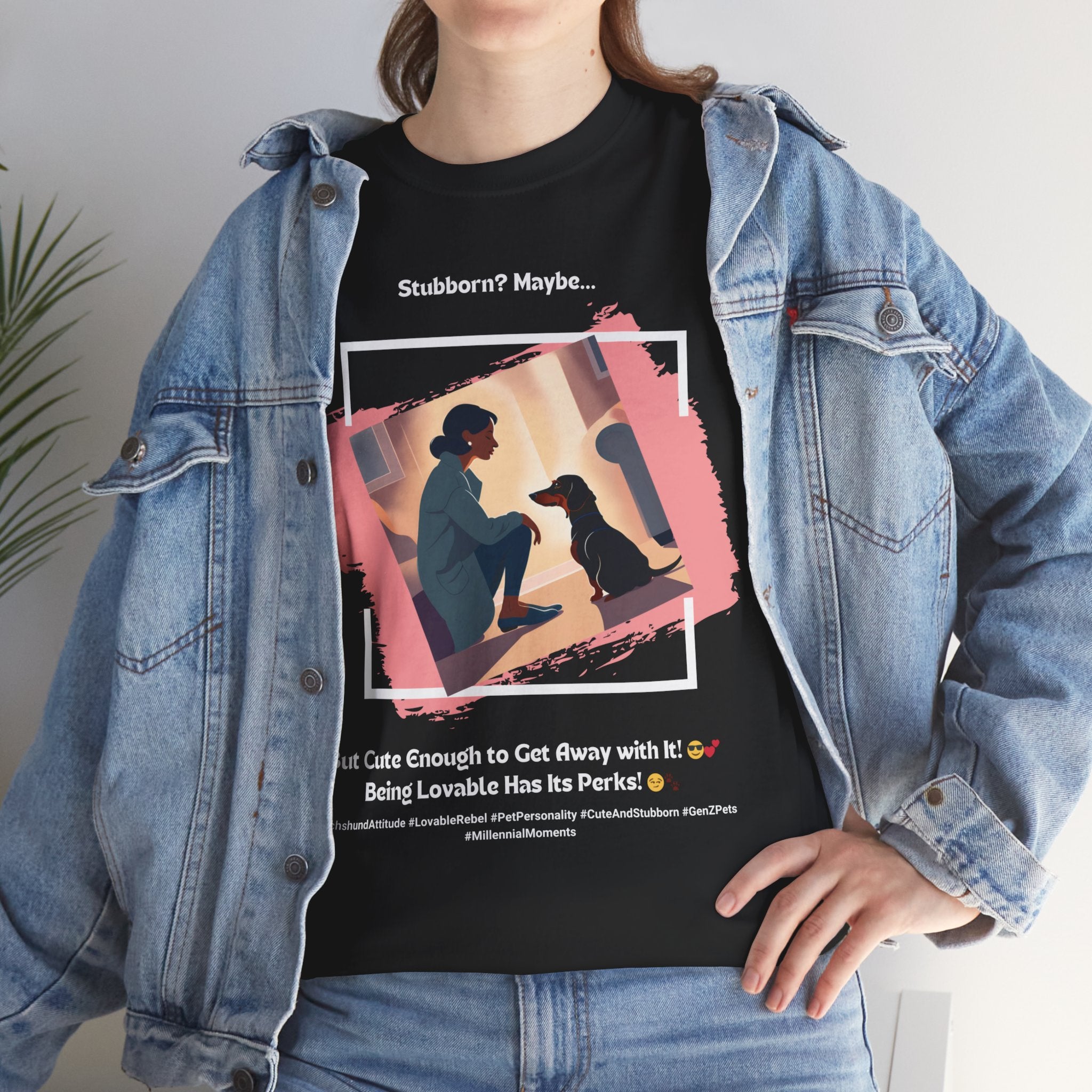 Women's - Stubborn? Maybe... But Cute Enough: Dachshund Charm T-Shirt
